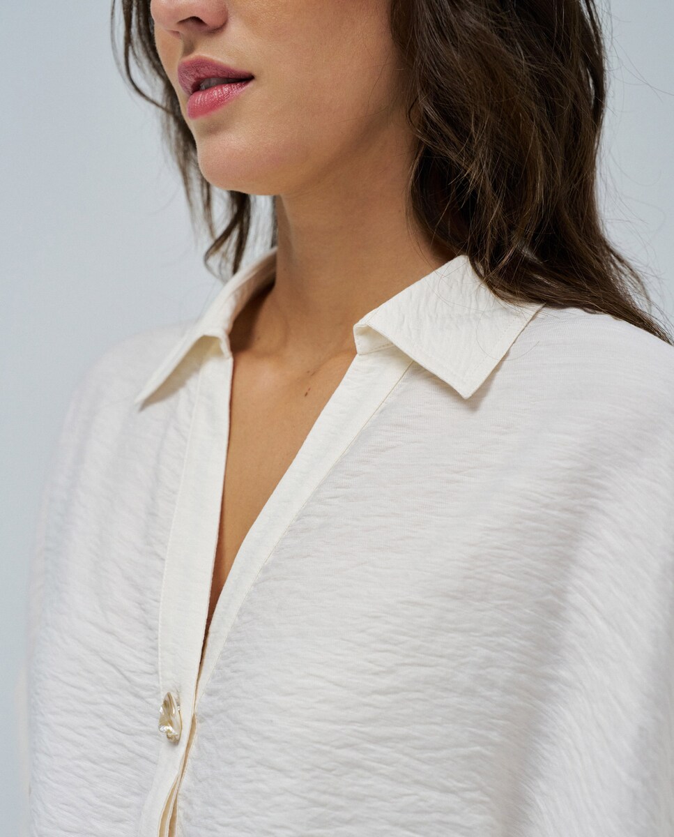 Camisa com Laço na Bainha Natural-4
