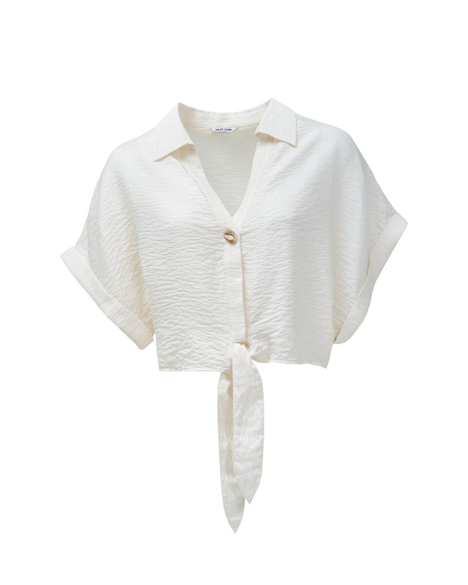 Camisa com Laço na Bainha Natural-6