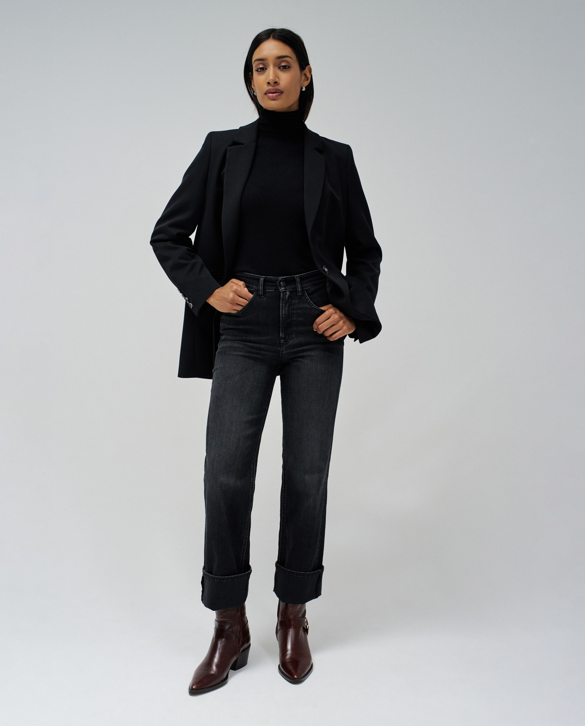 Jeans Retos Faith Push In Cinzento-escuro-1