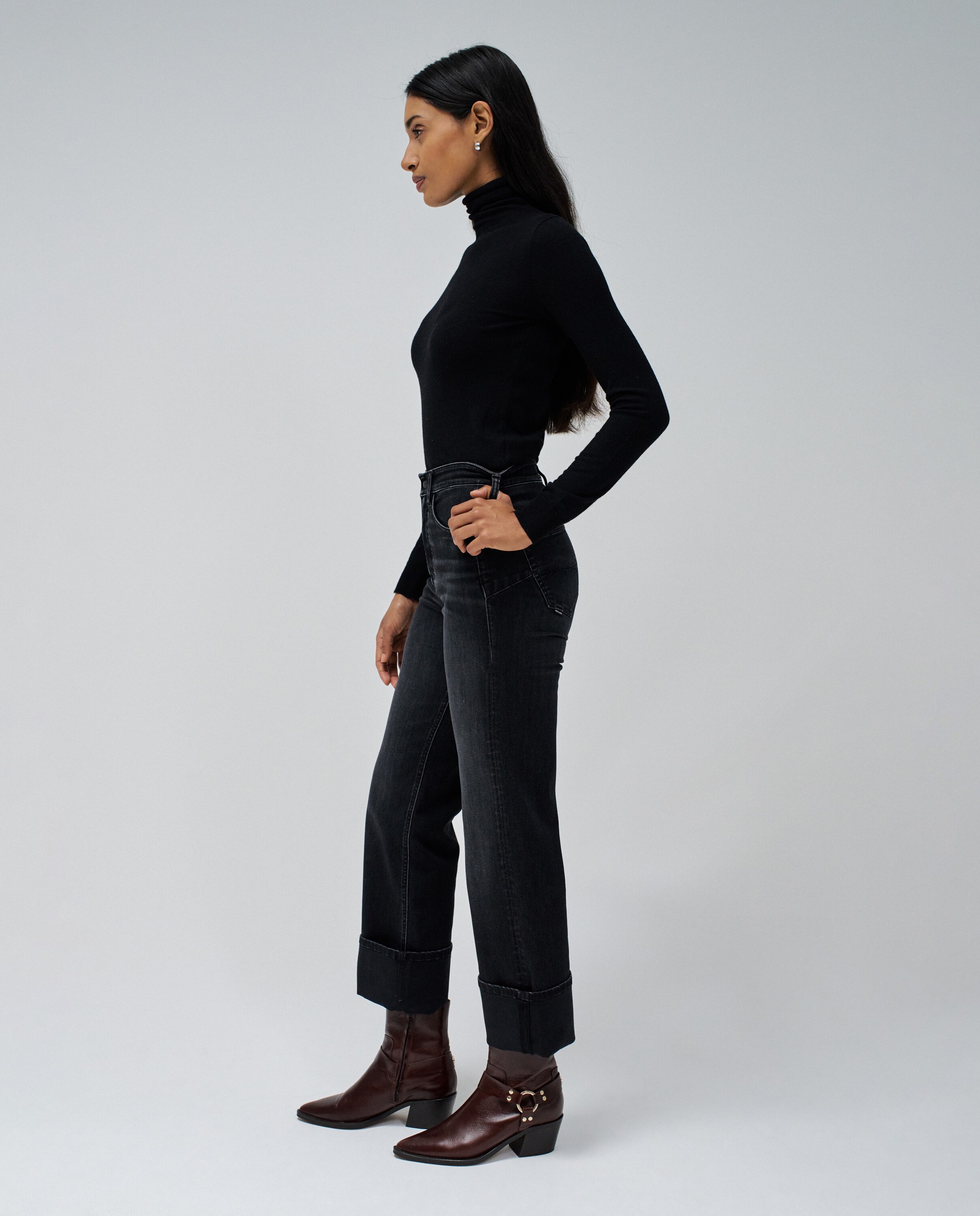 Jeans Retos Faith Push In Cinzento-escuro-2