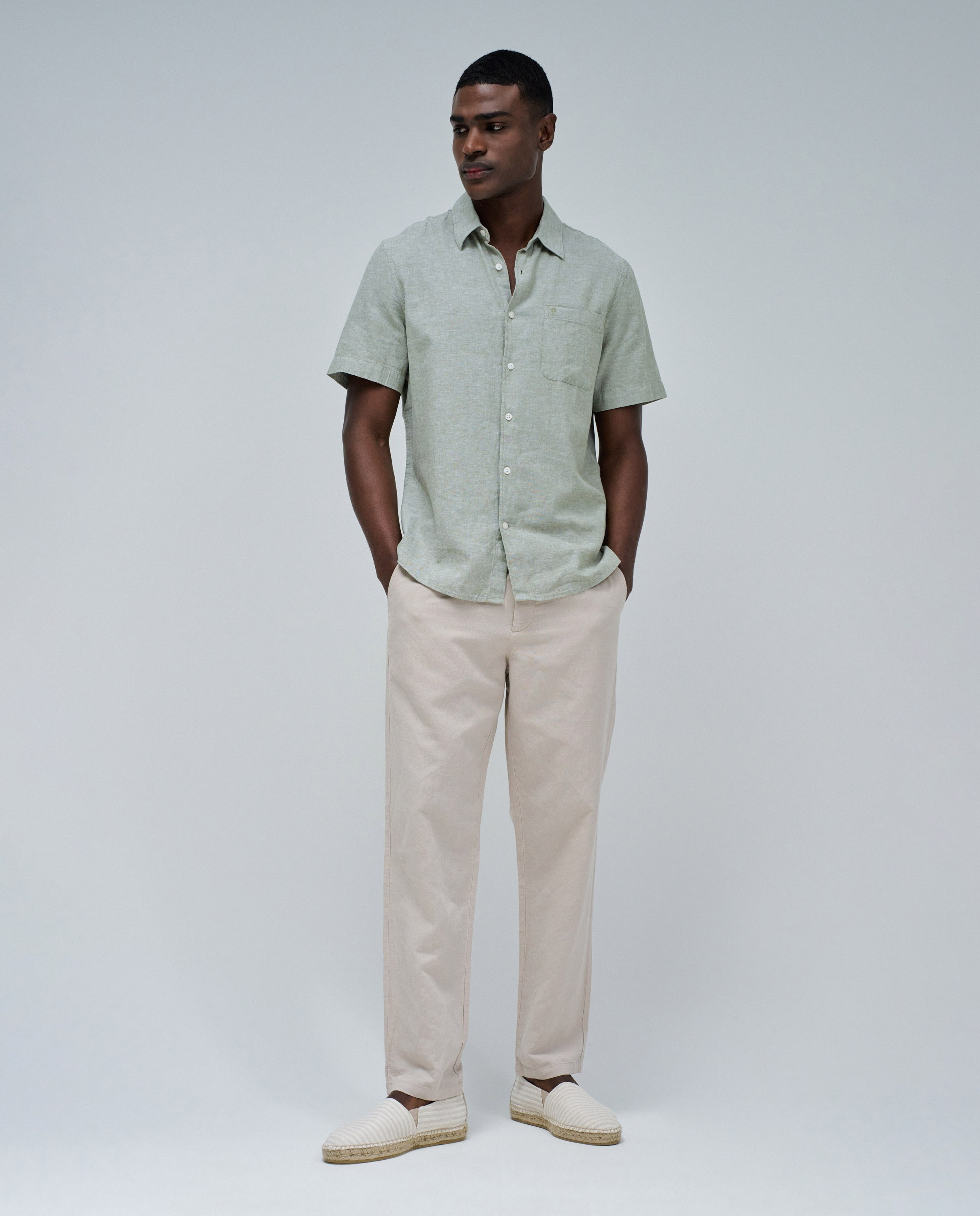 Camisa de Linho Cinzento esverdeado-5