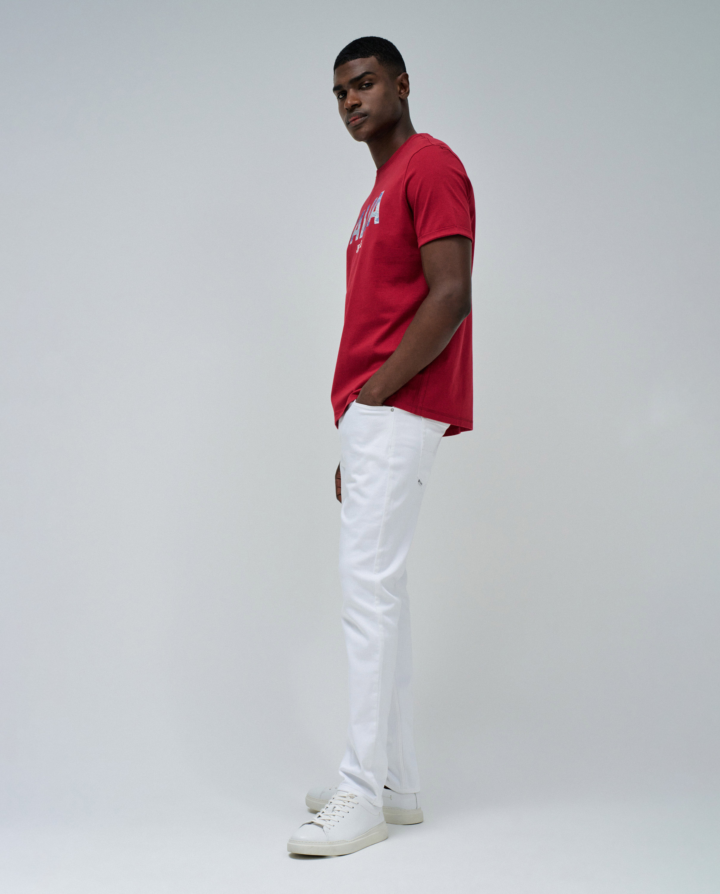 T-shirt com Branding de Manga Curta Vermelho-2