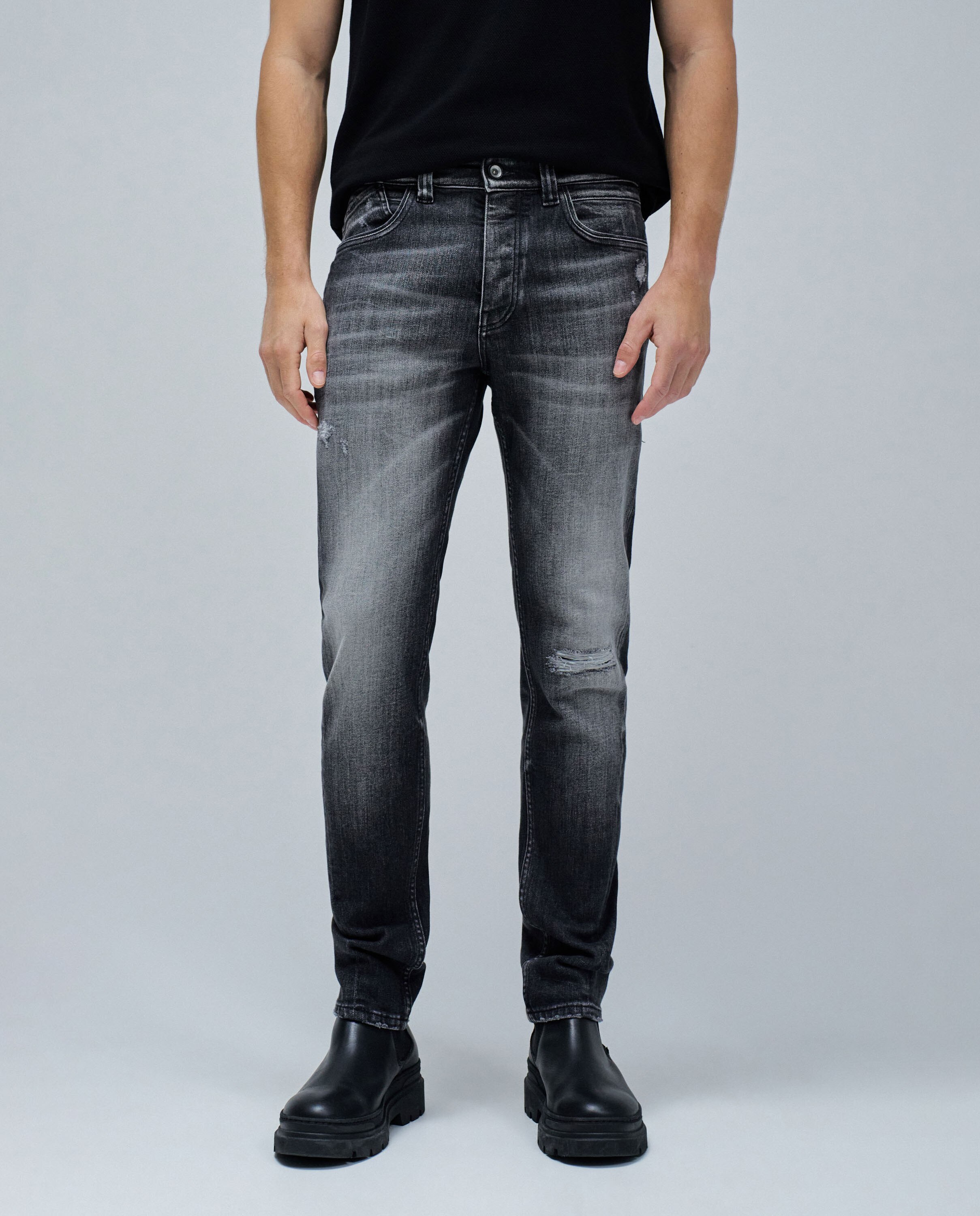 Jeans Slim Fit Craft Series Preto / Cinzento-5