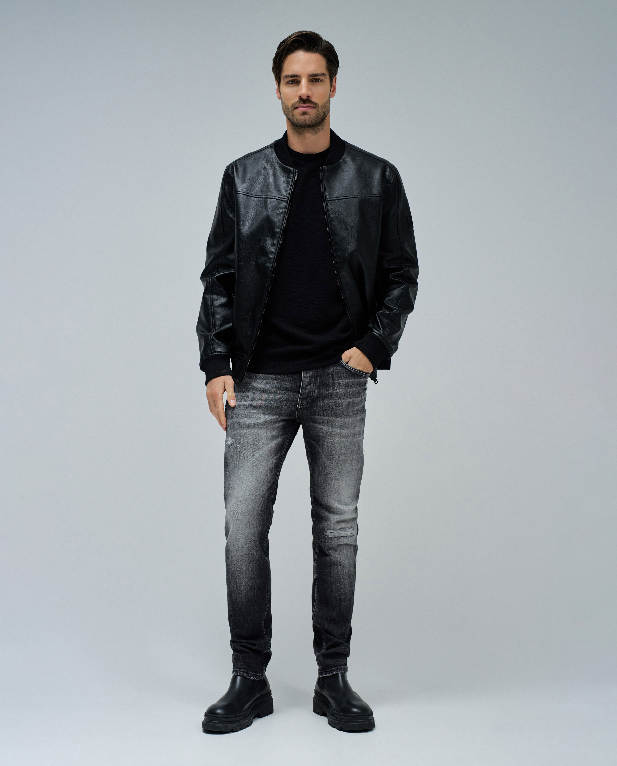 Jeans Slim Fit Craft Series Preto / Cinzento-1