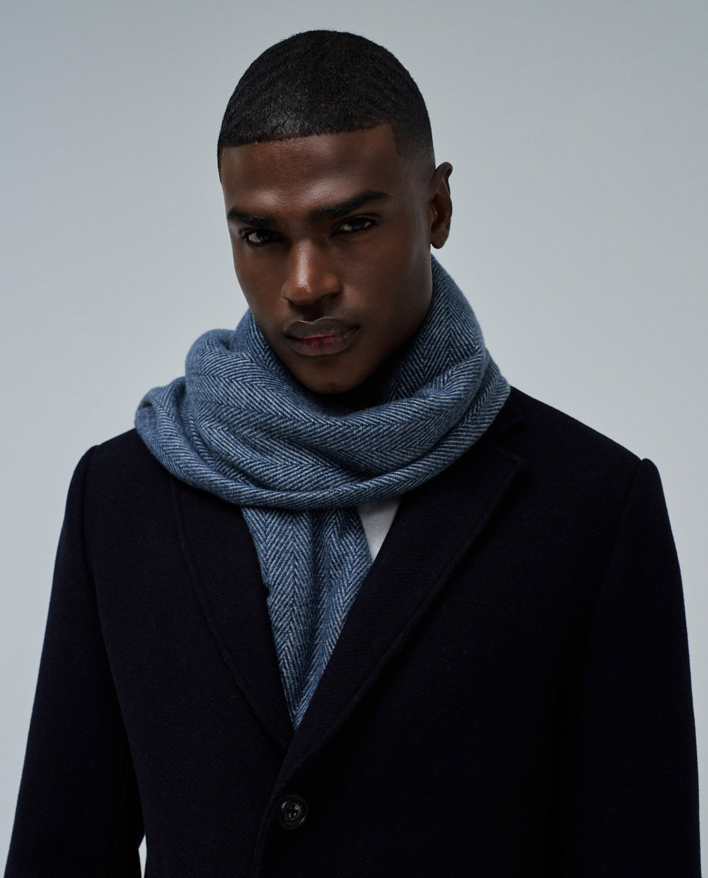 Cachecol Às Riscas Azul / Branco-5