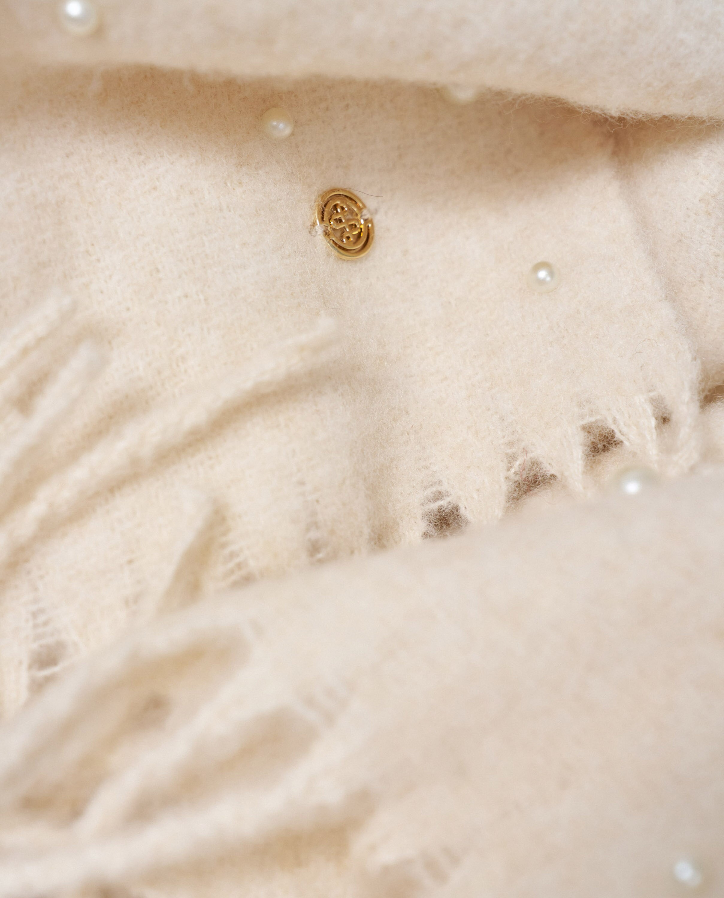 Écharpe com Lã e Pérolas Natural-2