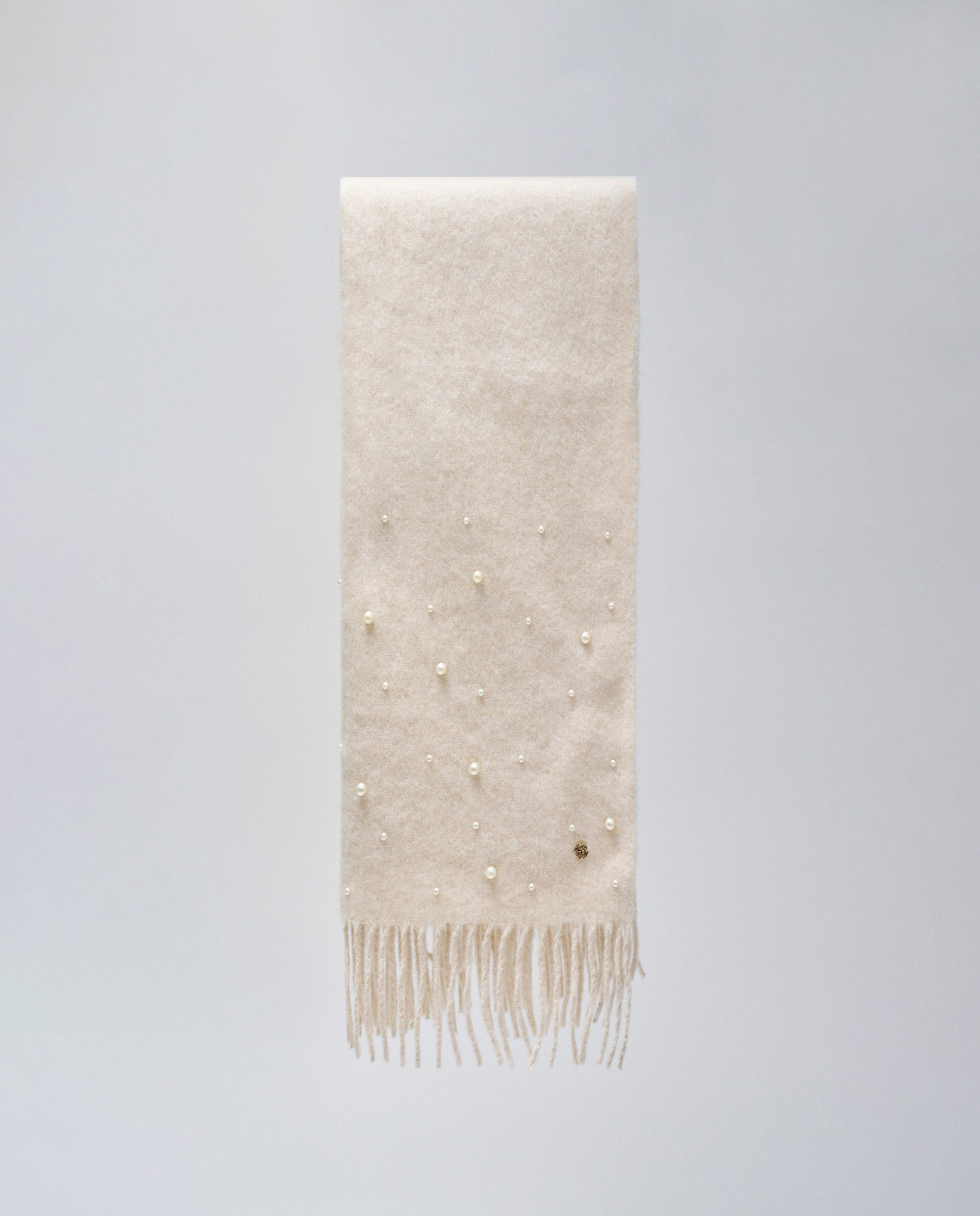 Écharpe com Lã e Pérolas Natural-4