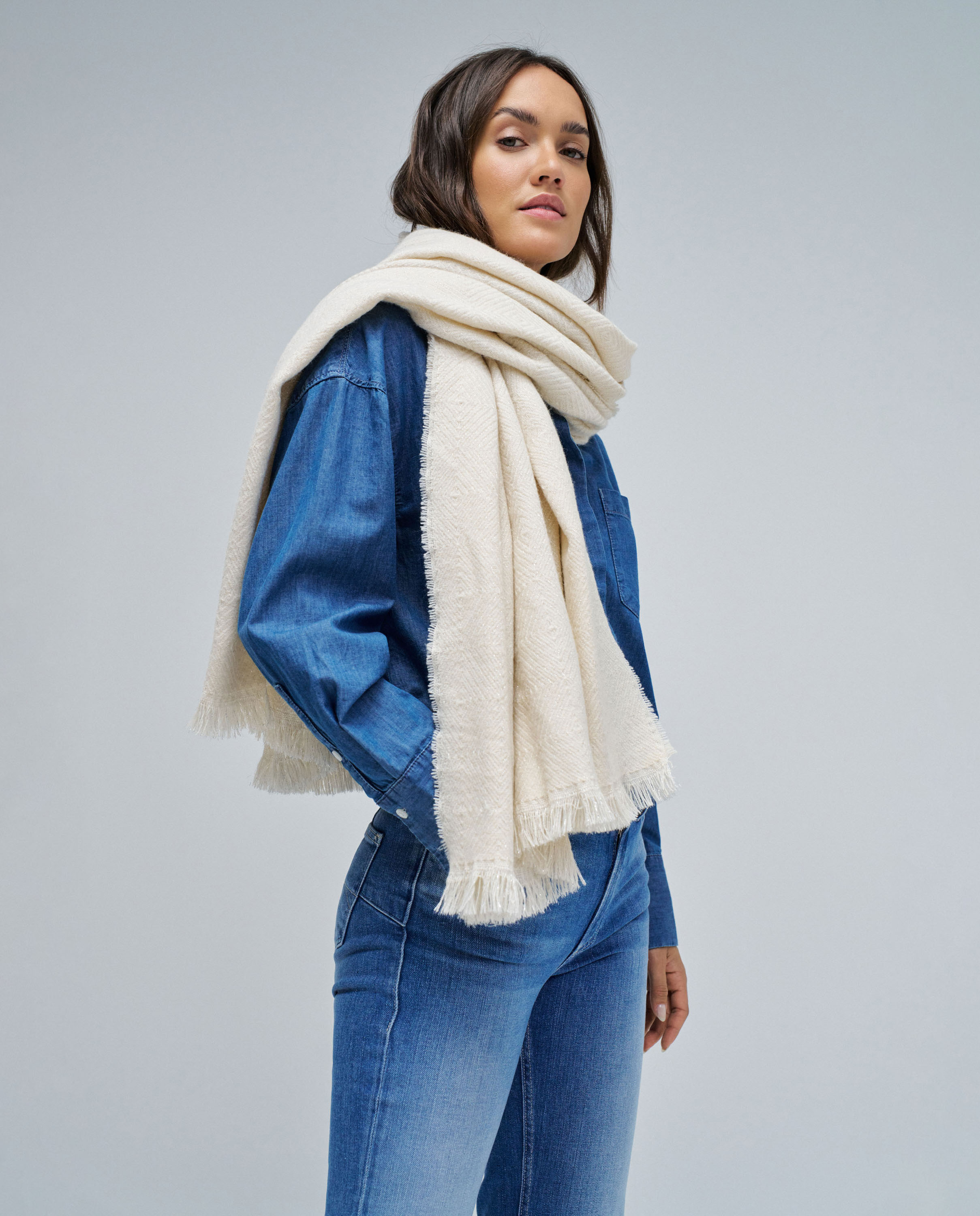 Cachecol com Lurex Natural-5