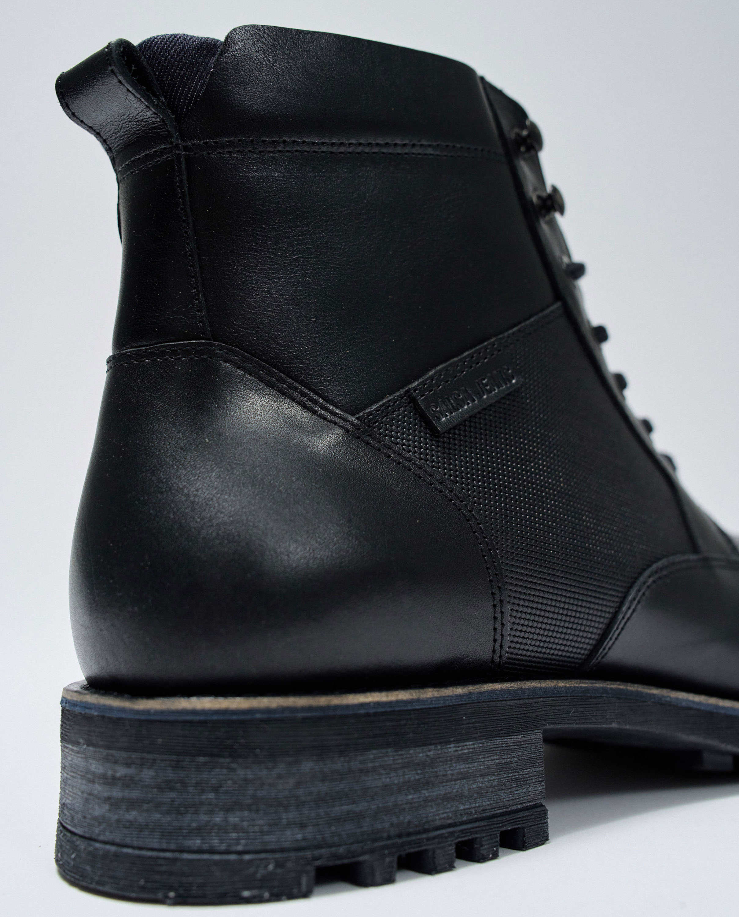 Botas de Pele com Atacadores Preto-5