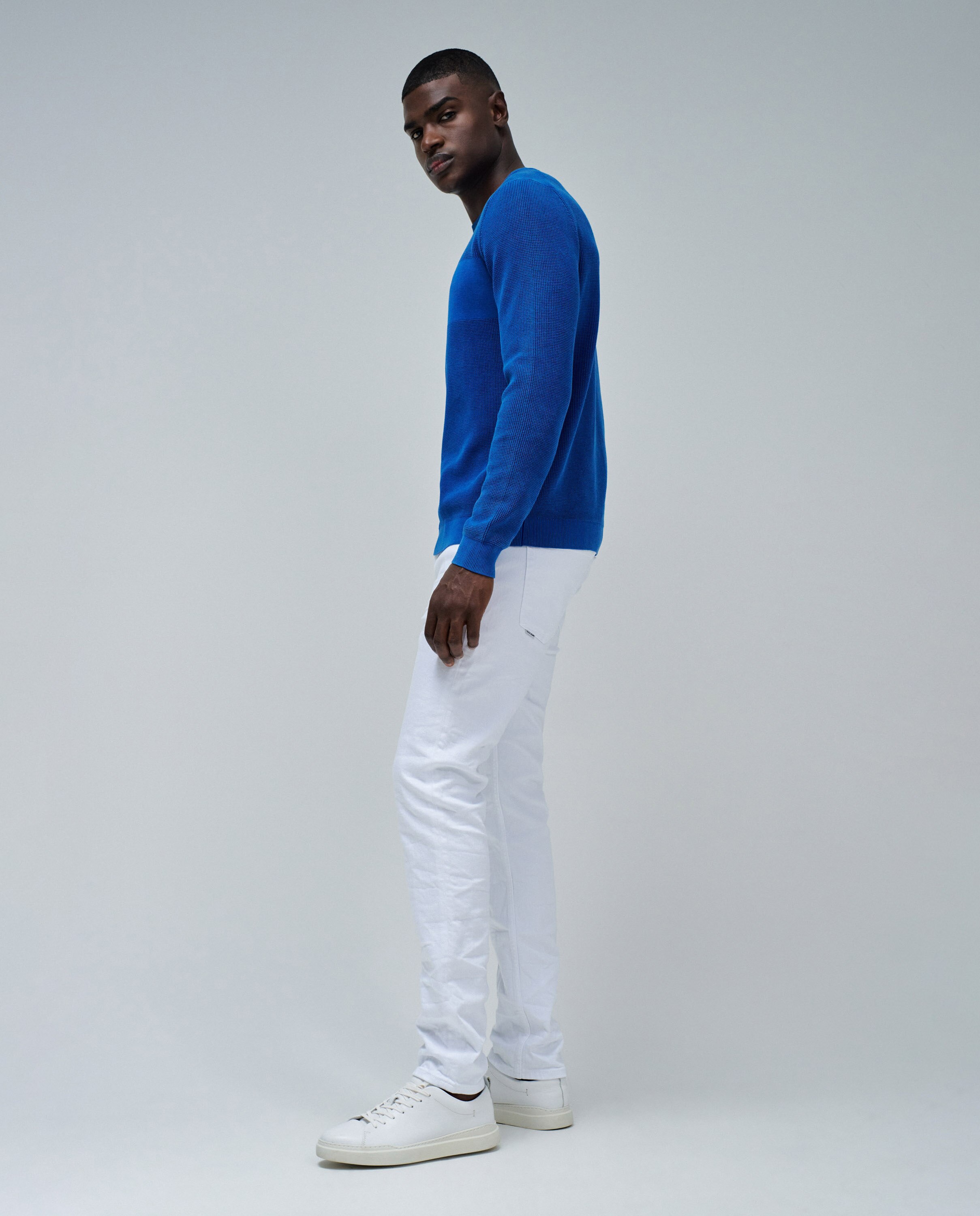 Camisola de Malha com Textura Azul-2