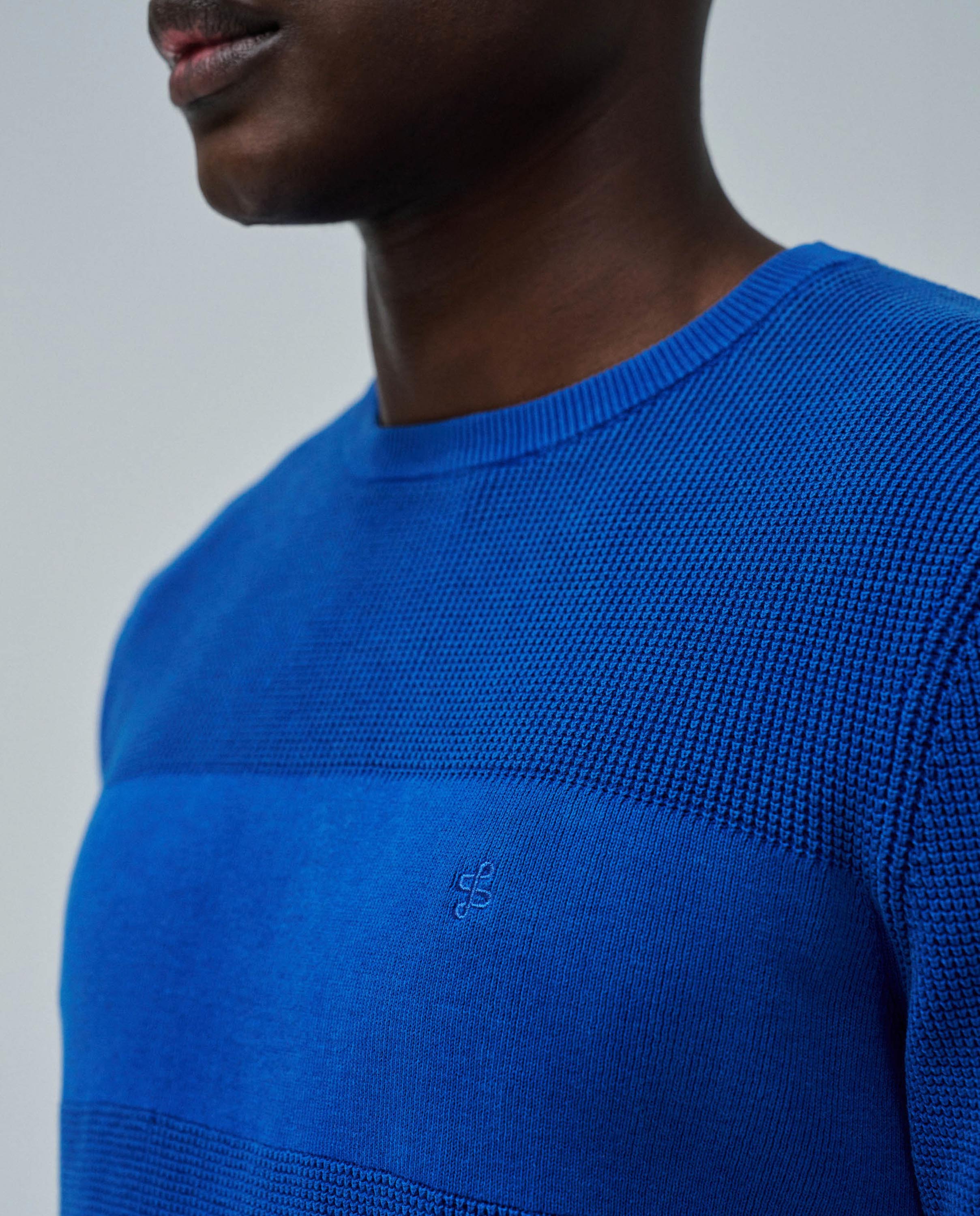 Camisola de Malha com Textura Azul-4