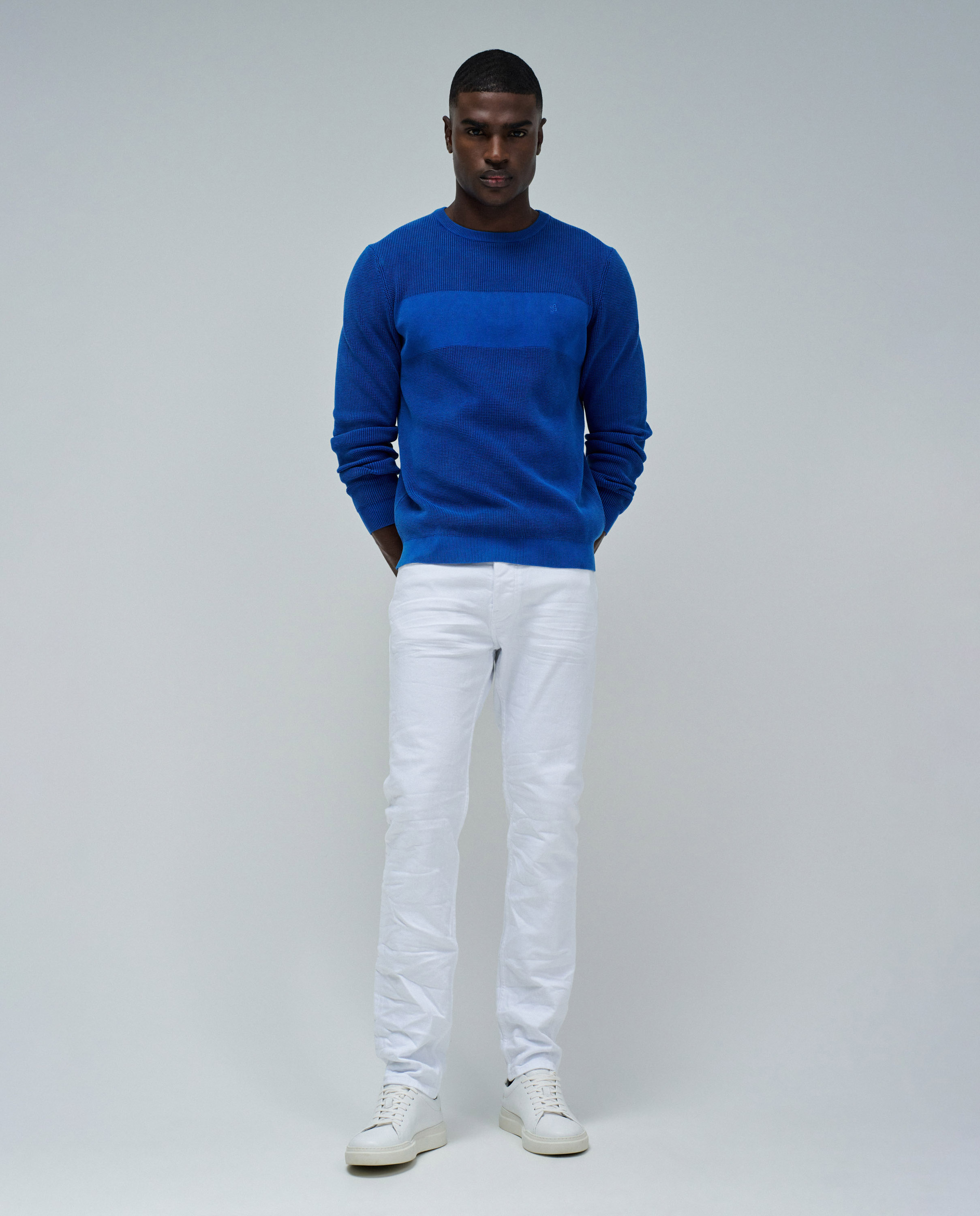 Camisola de Malha com Textura Azul-5