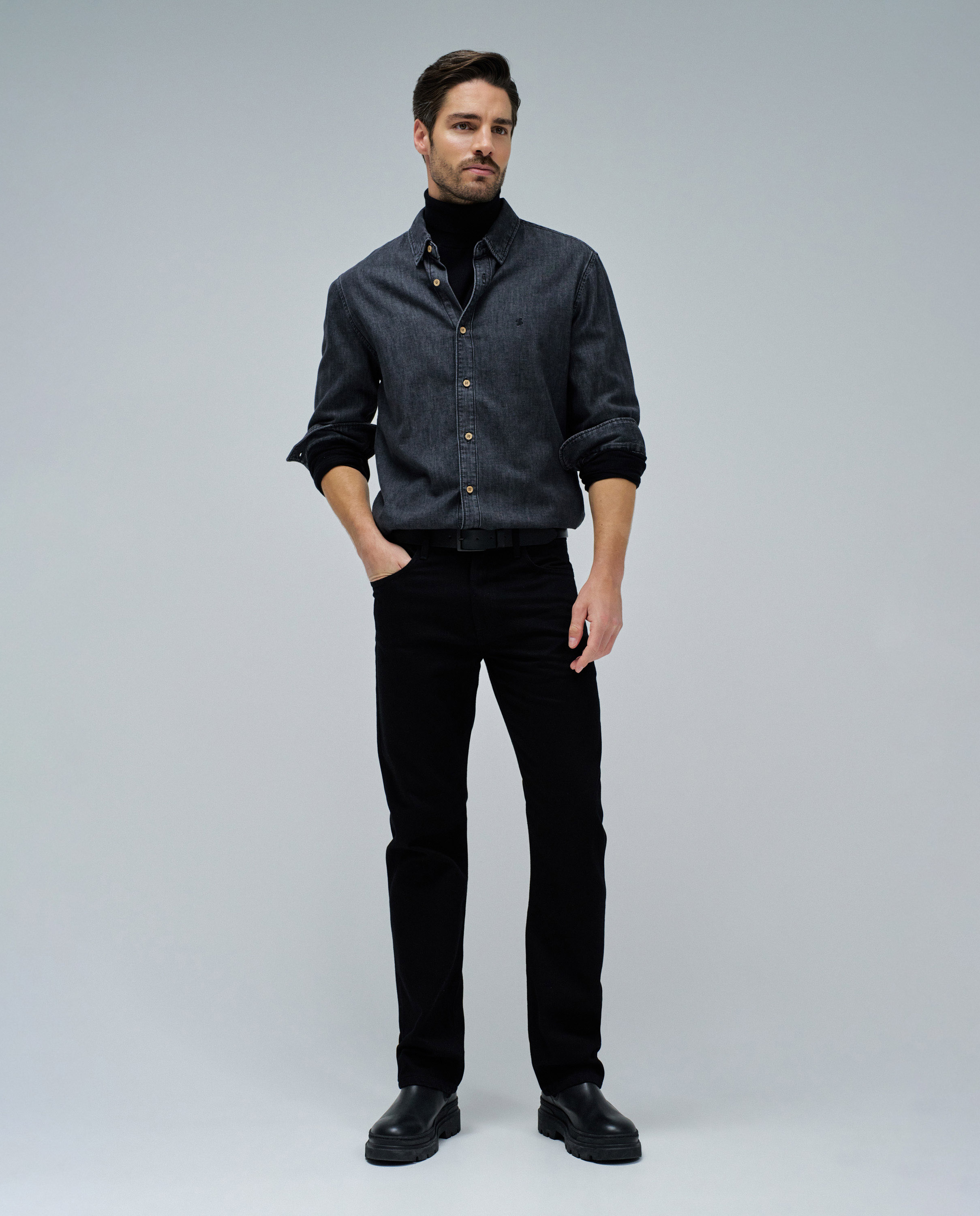 Jeans Straight Fit Preto-1