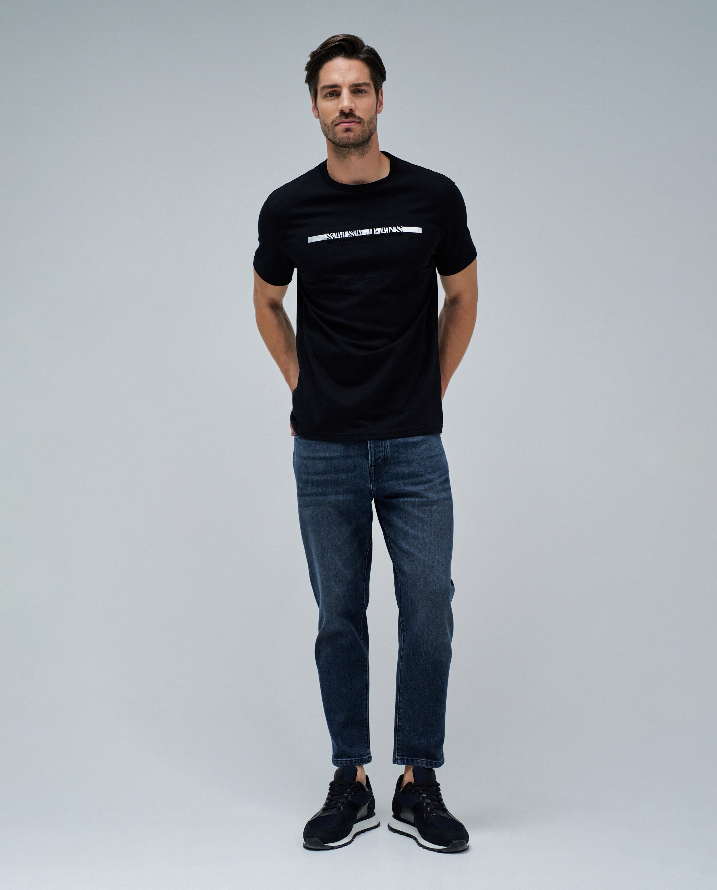 Jeans Tapered Fit Azul-escuro-1
