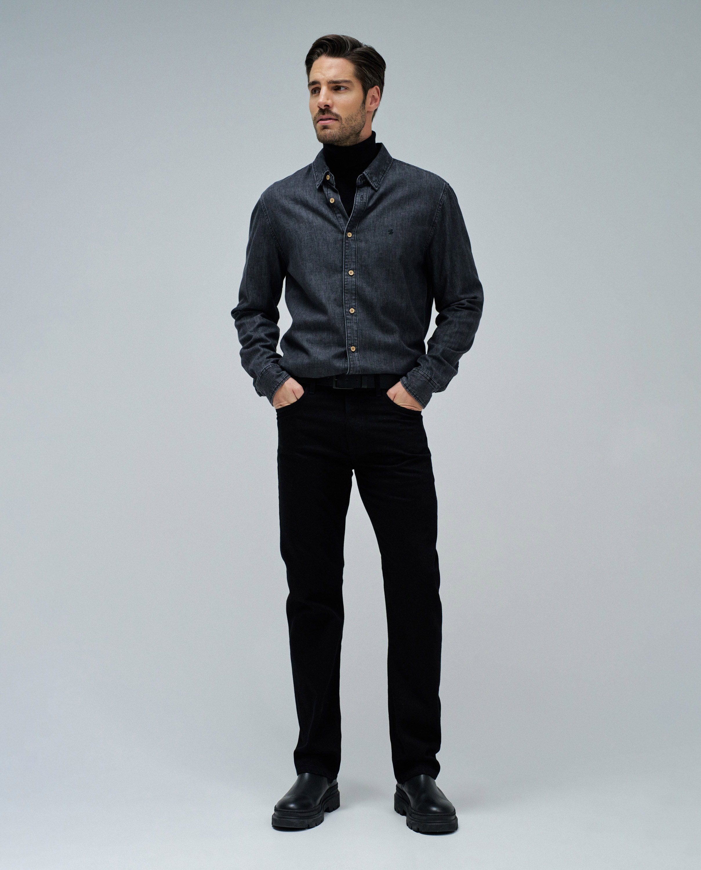 Camisa Jeans Preto-5