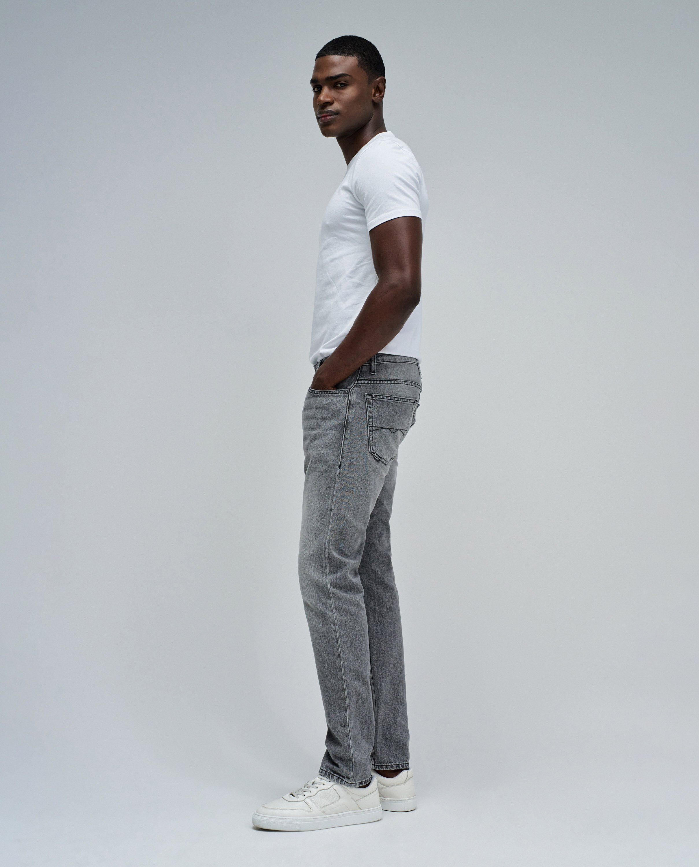 Jeans Fit Regular Cinzento-2