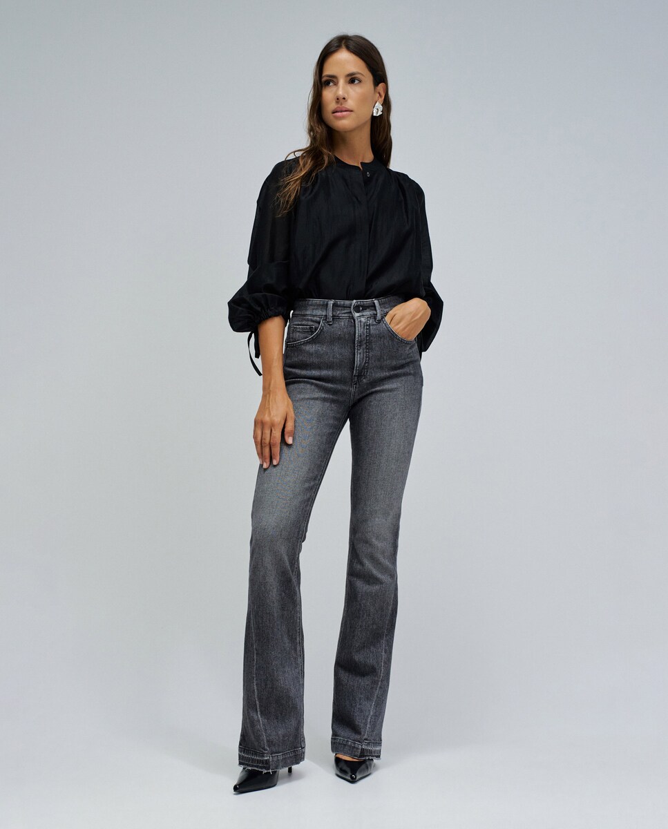Jeans Faith Push In Flare Cinzento-1