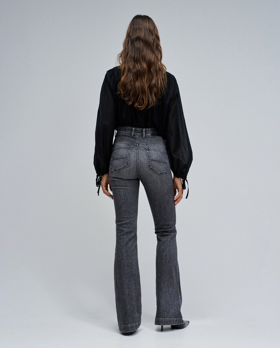 Jeans Faith Push In Flare Cinzento-3