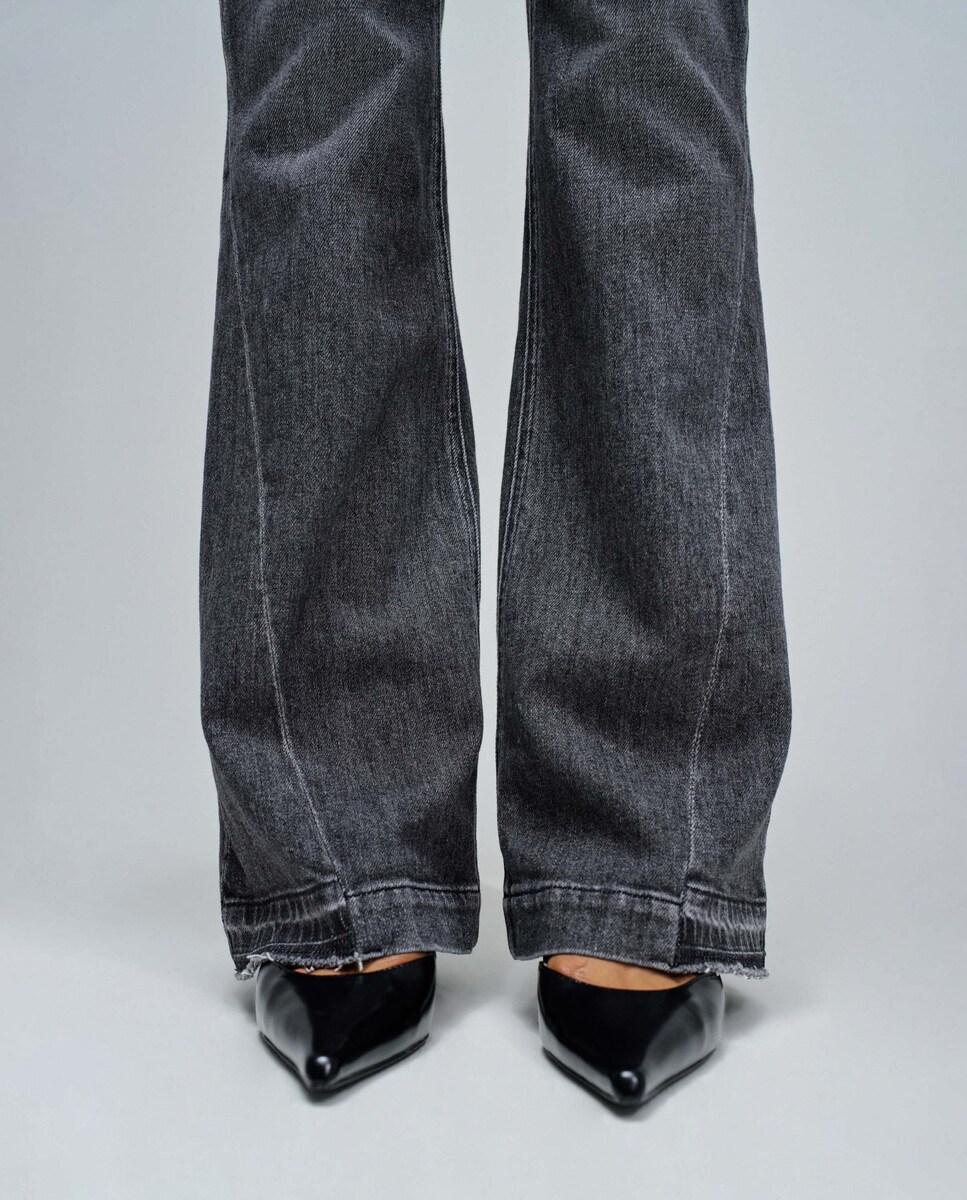 Jeans Faith Push In Flare Cinzento-4