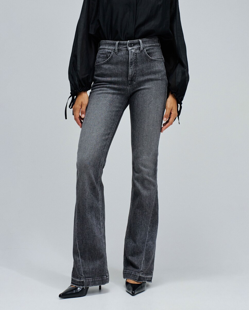 Jeans Faith Push In Flare Cinzento-5