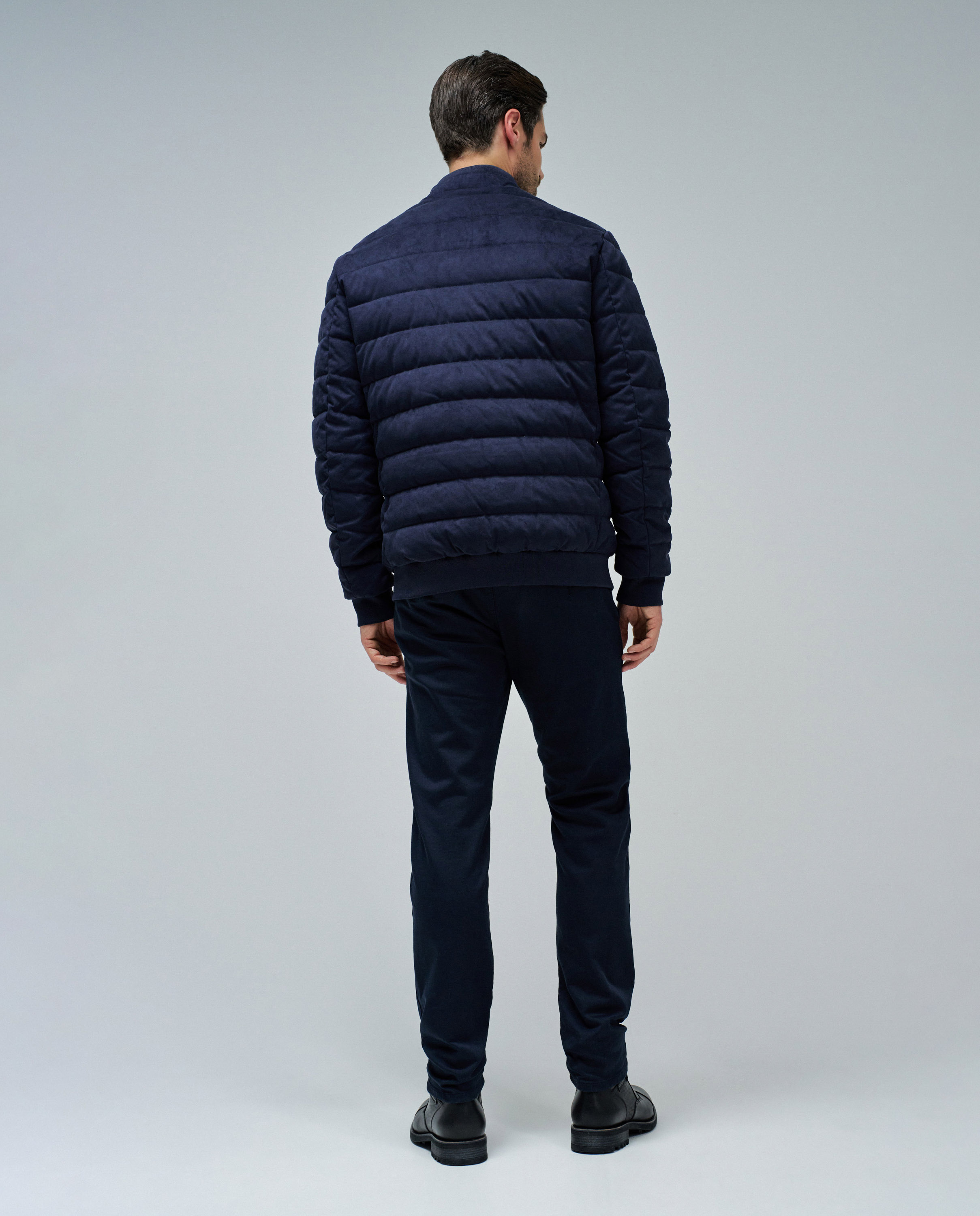 Plumífero Acolchoado de Camurça Azul-3