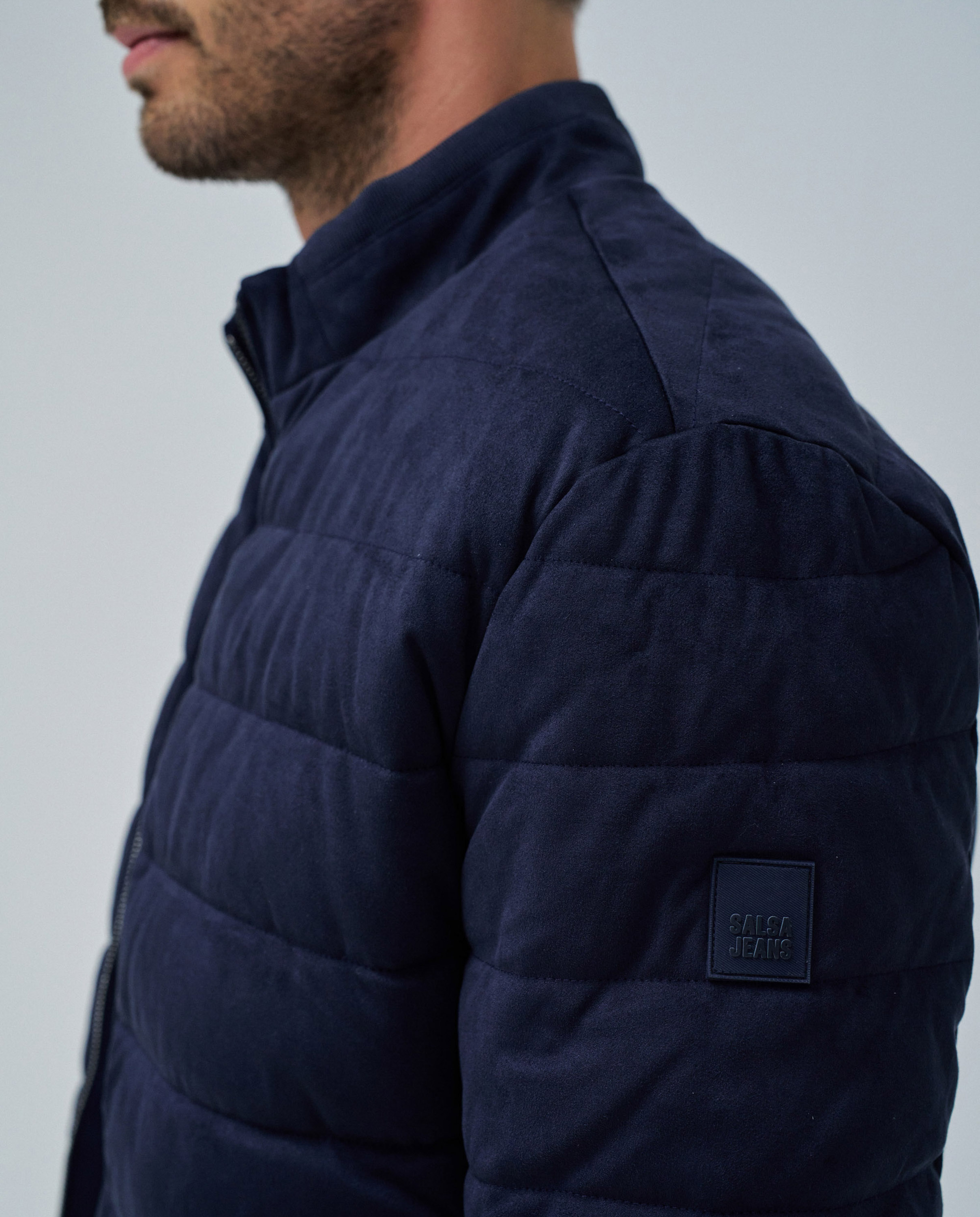 Plumífero Acolchoado de Camurça Azul-4