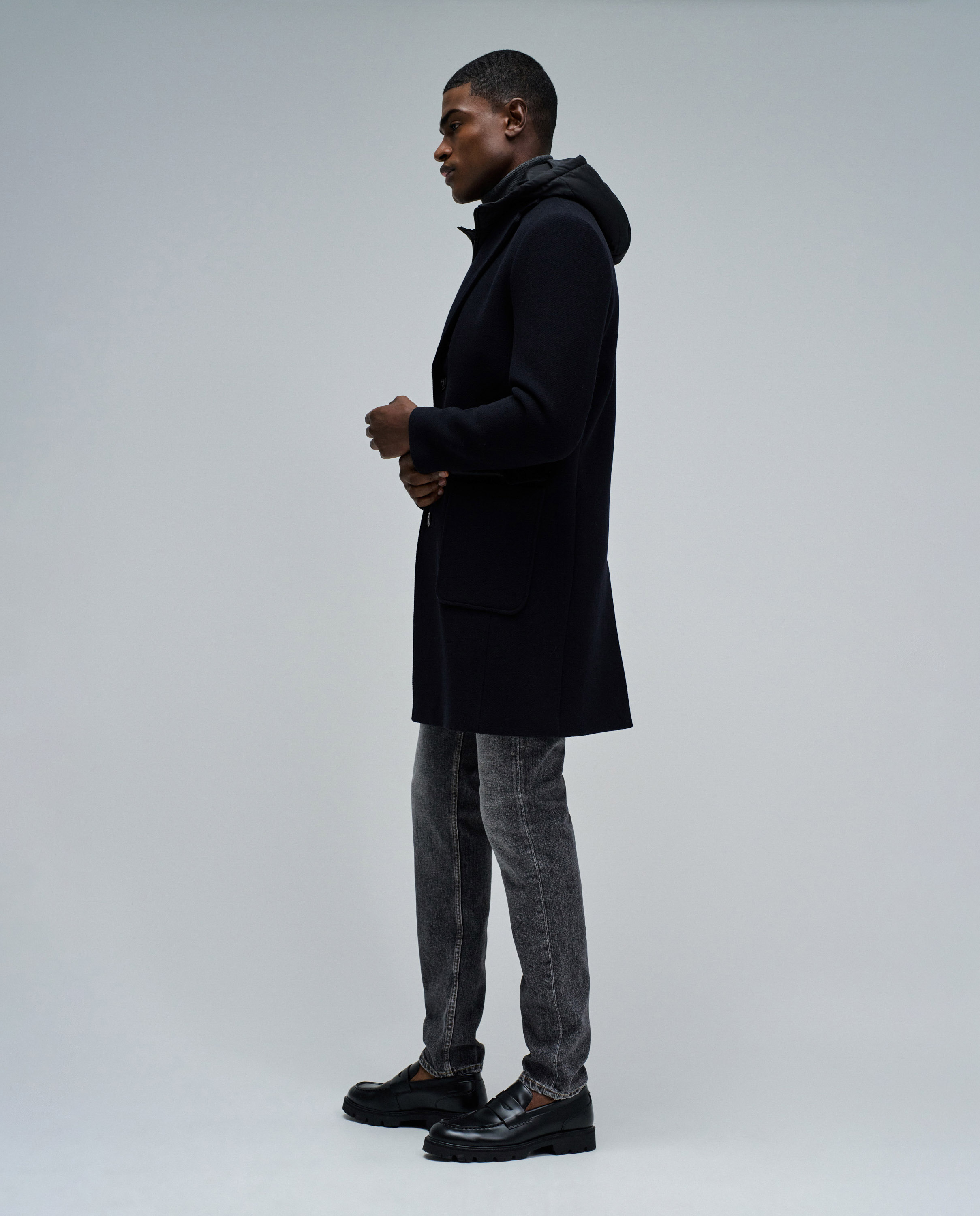 Sobretudo de Pano com Capuz Azul-2