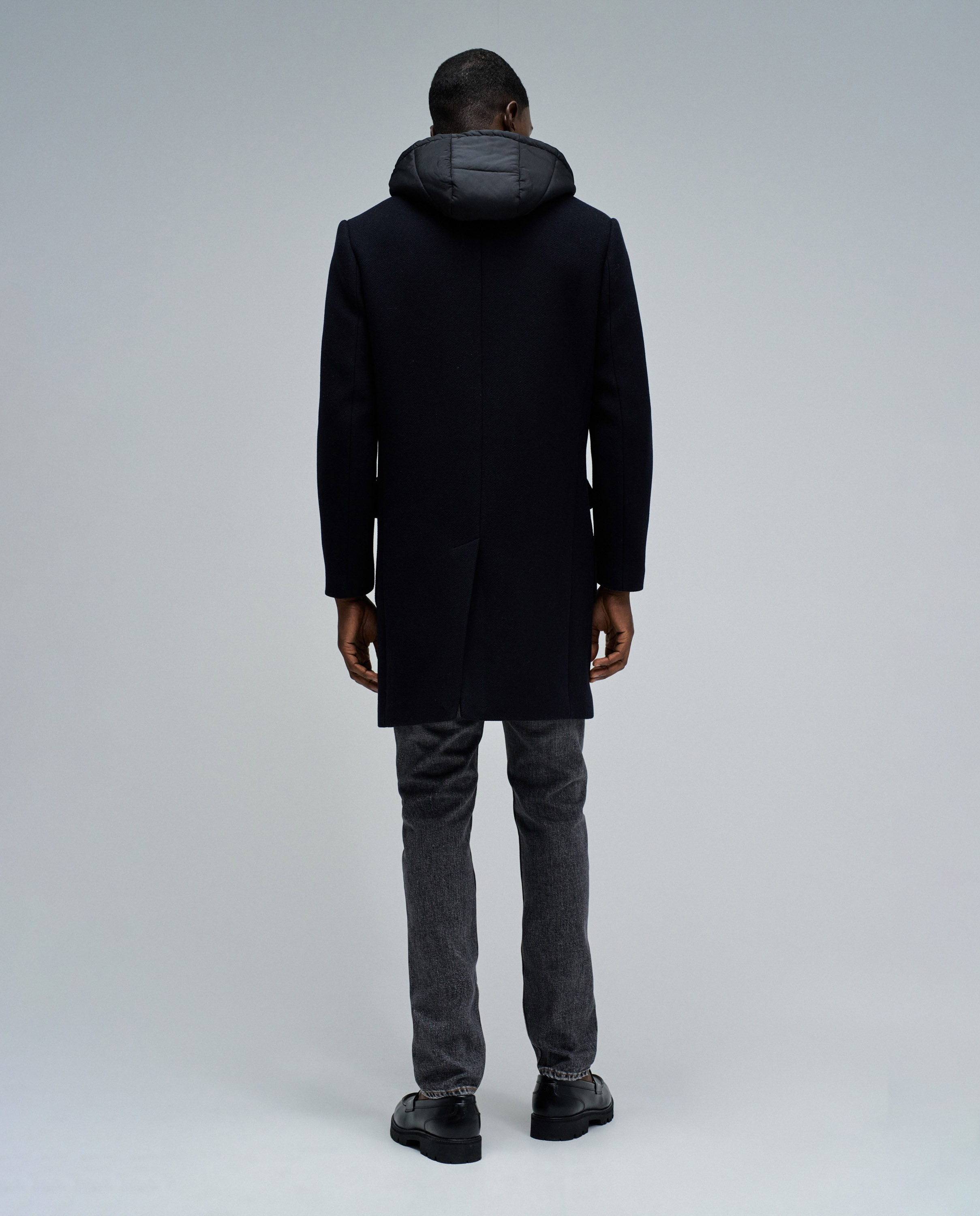 Sobretudo de Pano com Capuz Azul-3