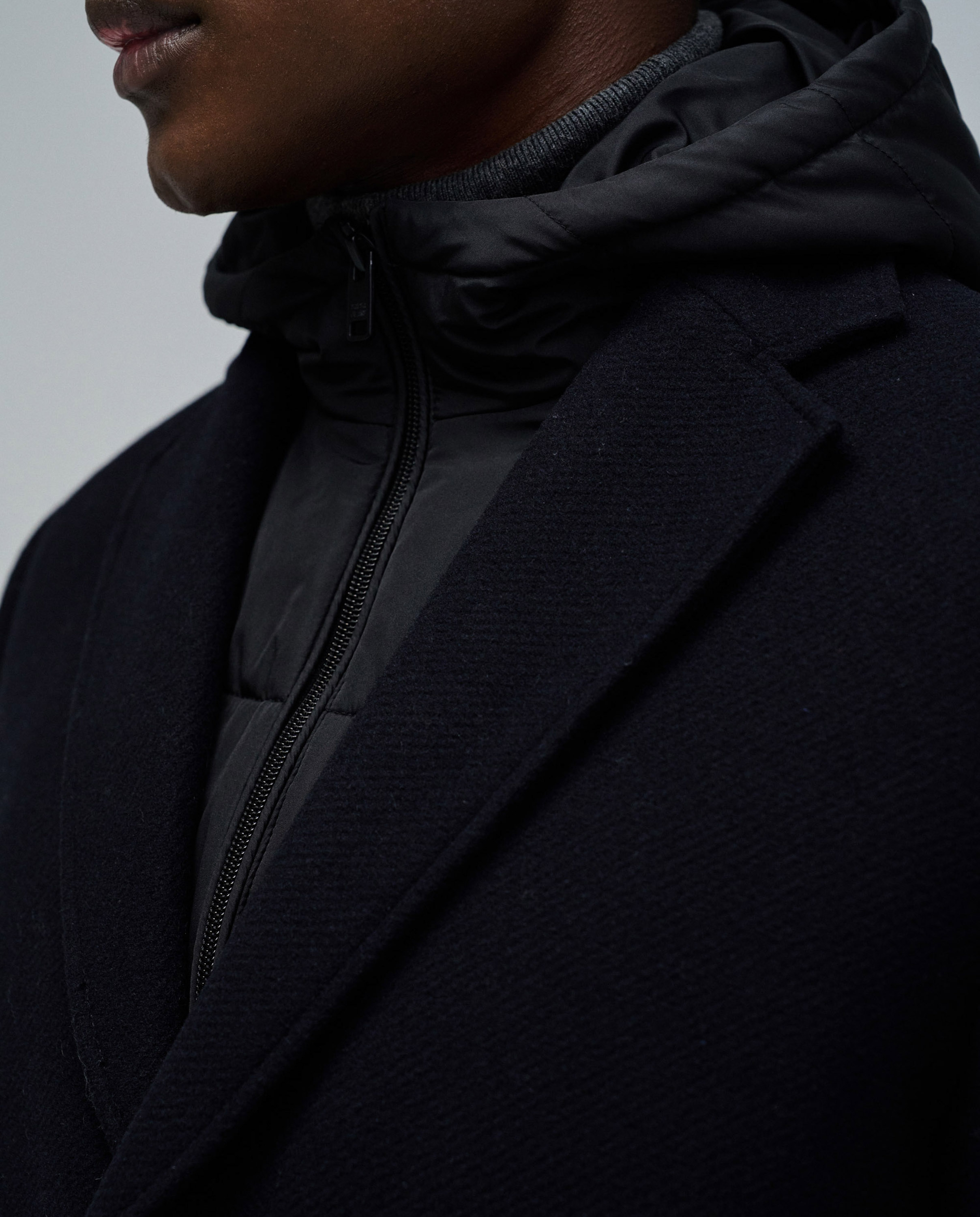 Sobretudo de Pano com Capuz Azul-4