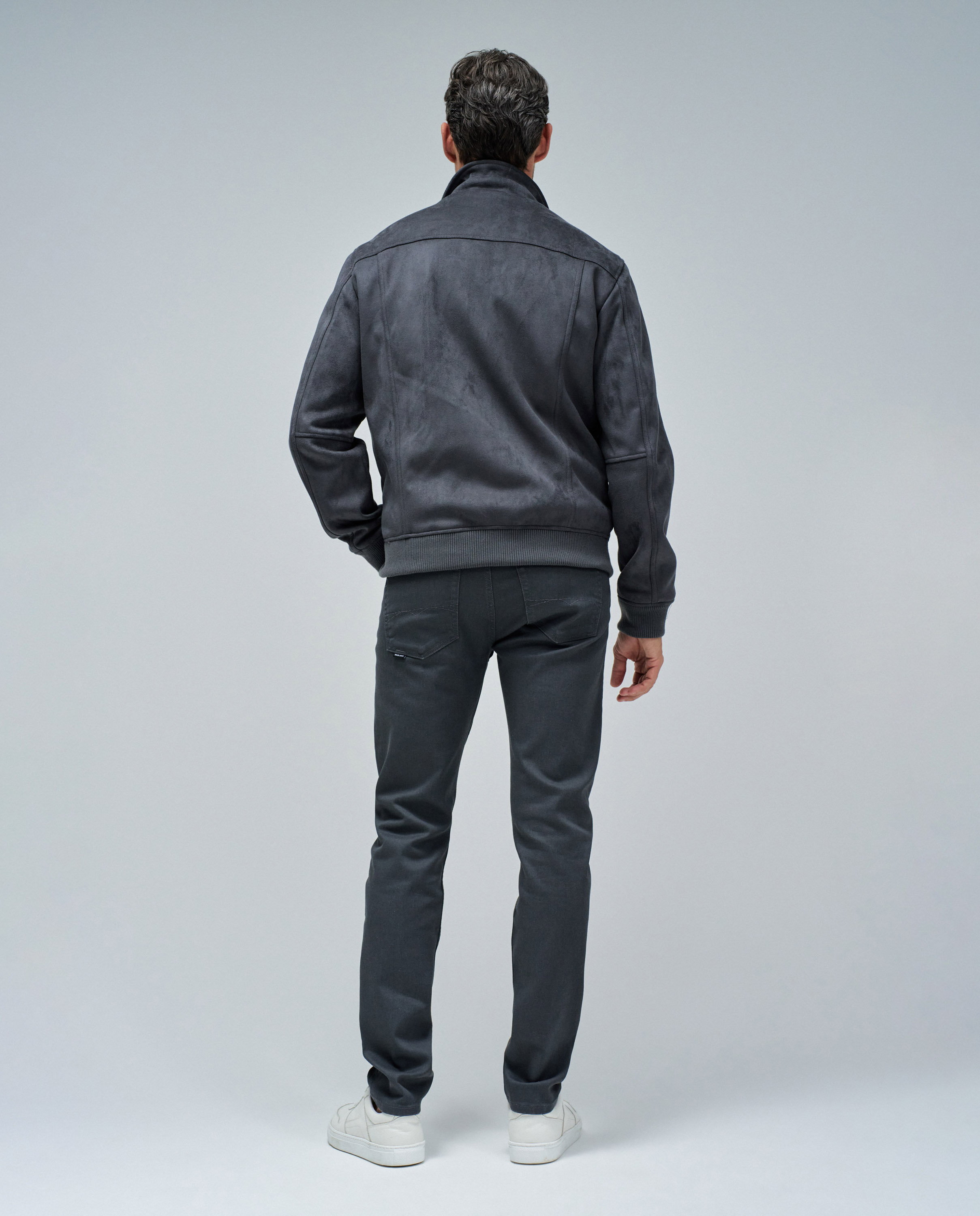 Casaco Bomber de Camurça Cinzento-3