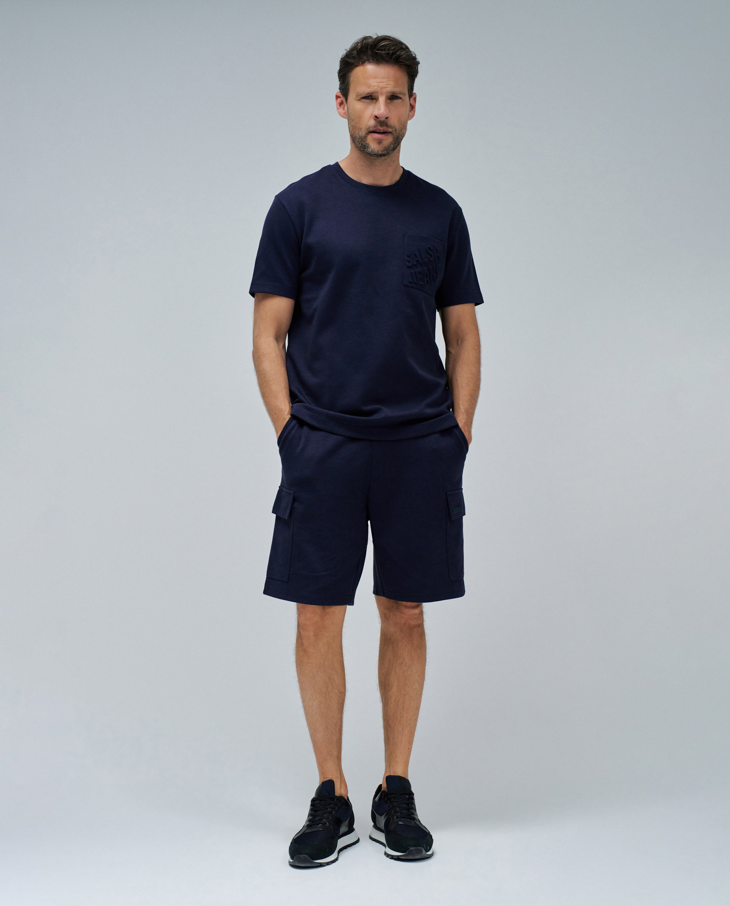 T-shirt com Logo em Relevo Azul-marinho-5