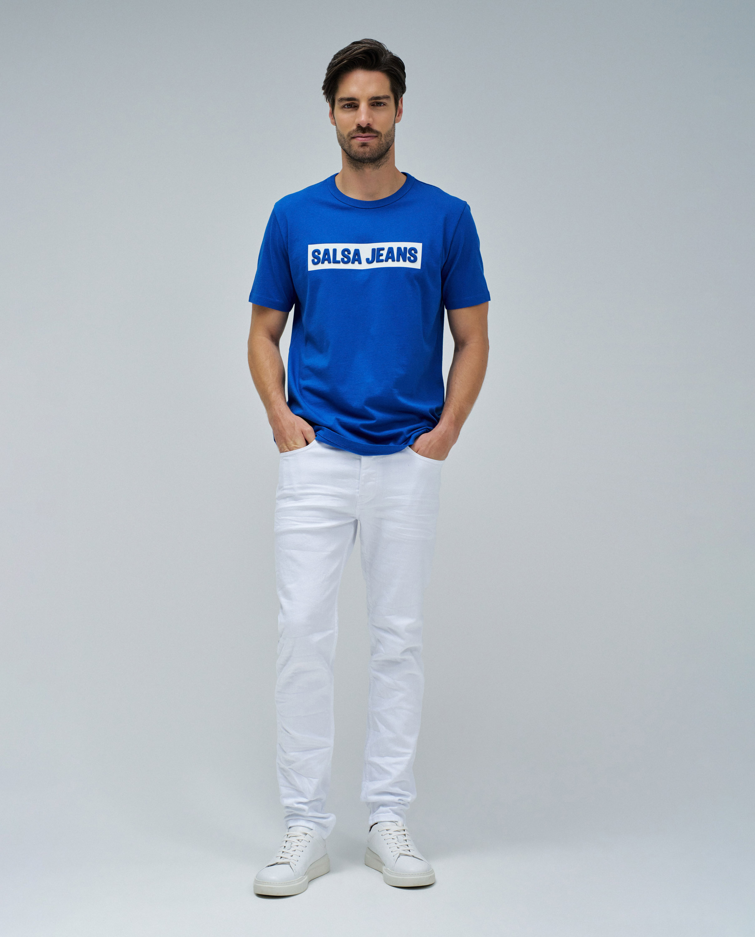 T-shirt com Logo em Relevo Azul-5