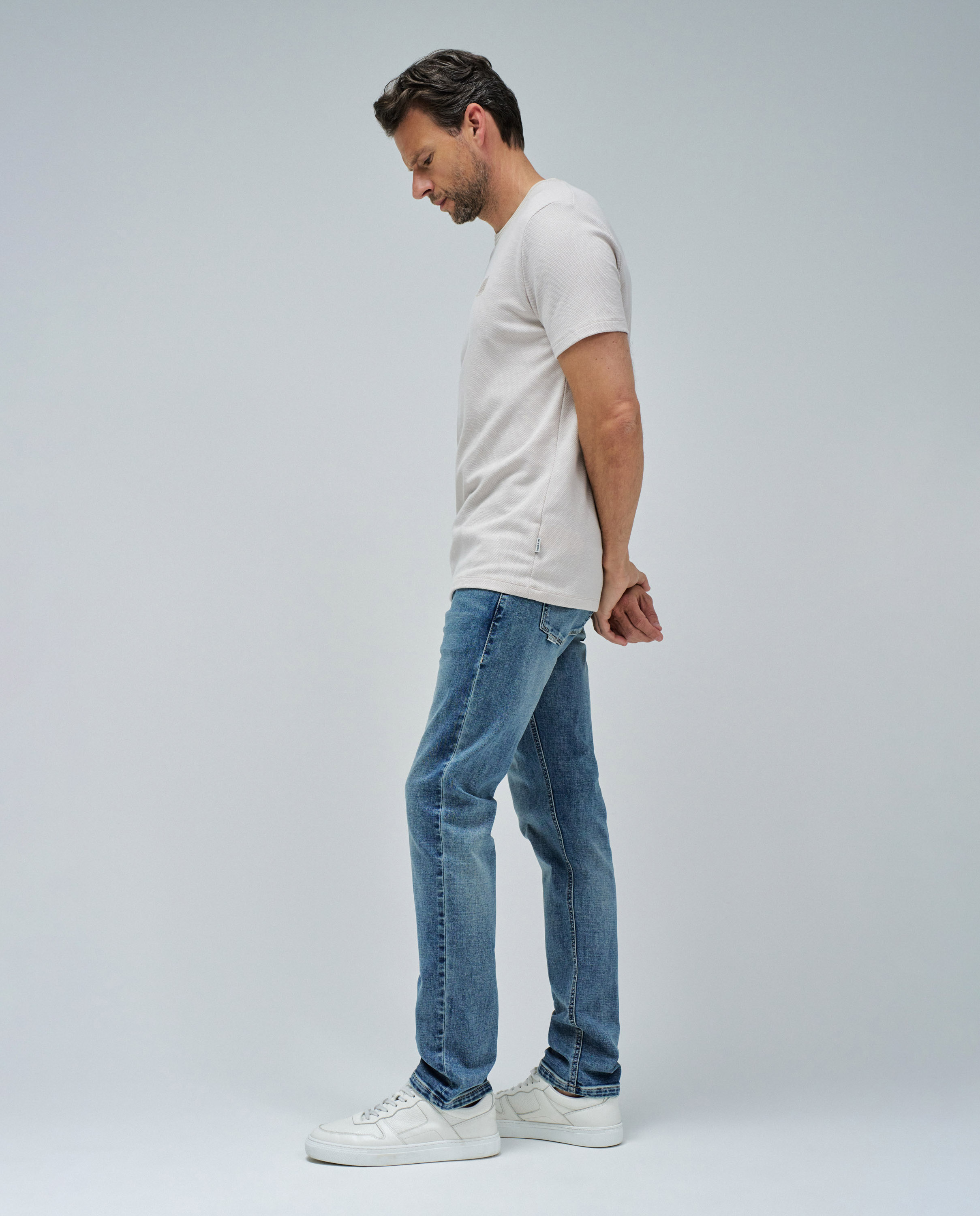 T-shirt com Textura Bege-2