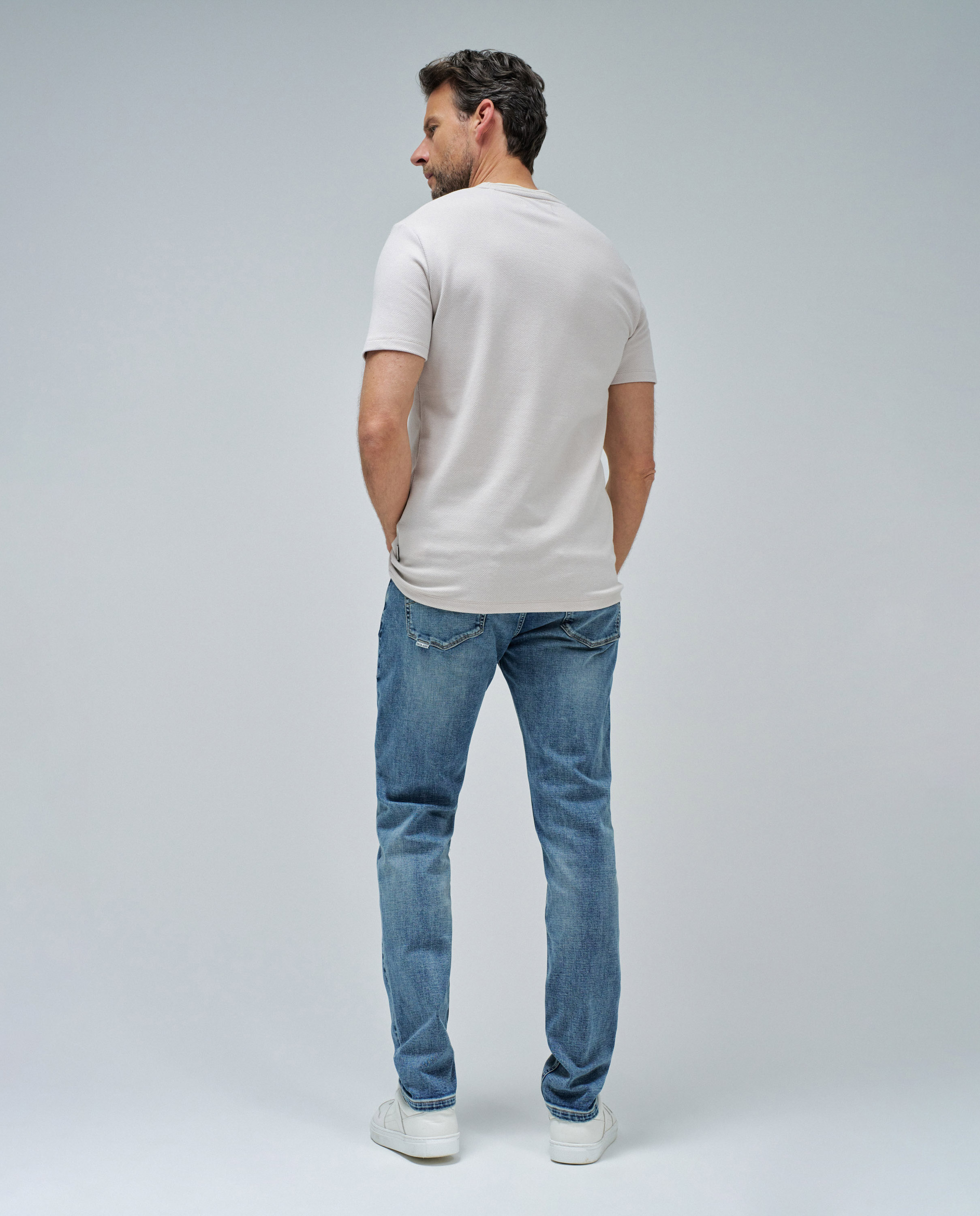 T-shirt com Textura Bege-3