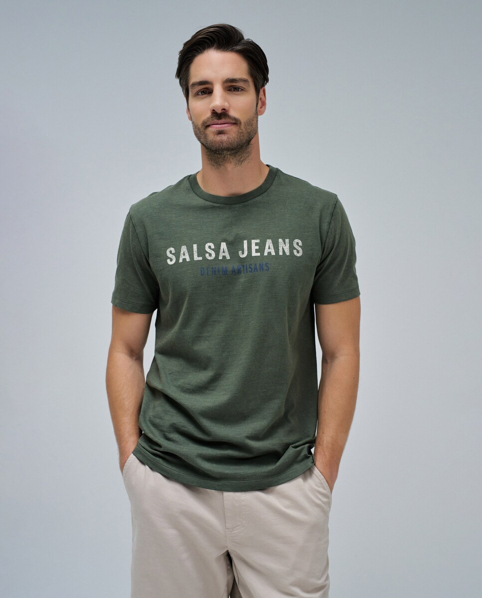 T-shirt com Logo Verde-militar-1