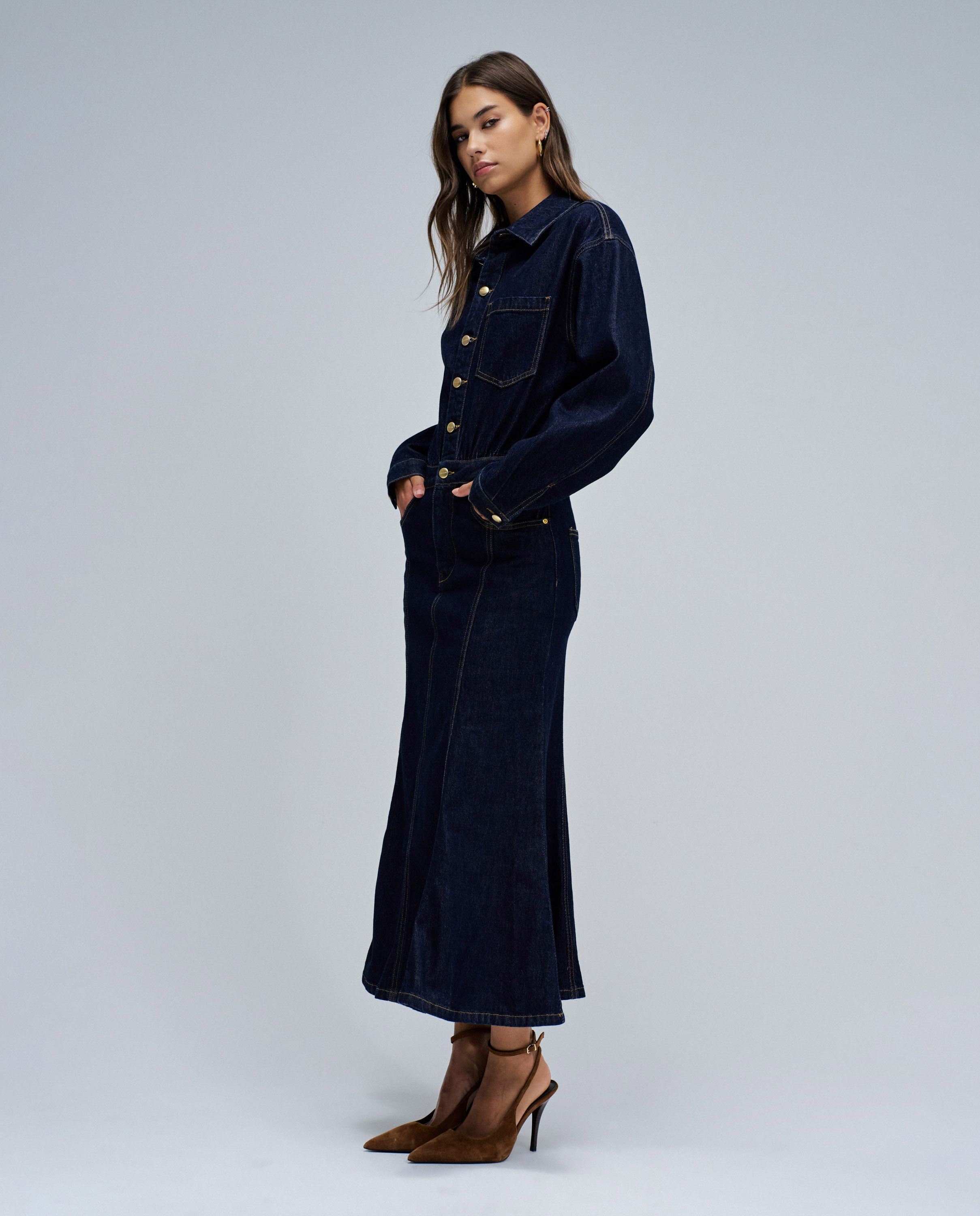 Vestido Midi em Jeans Azul-2