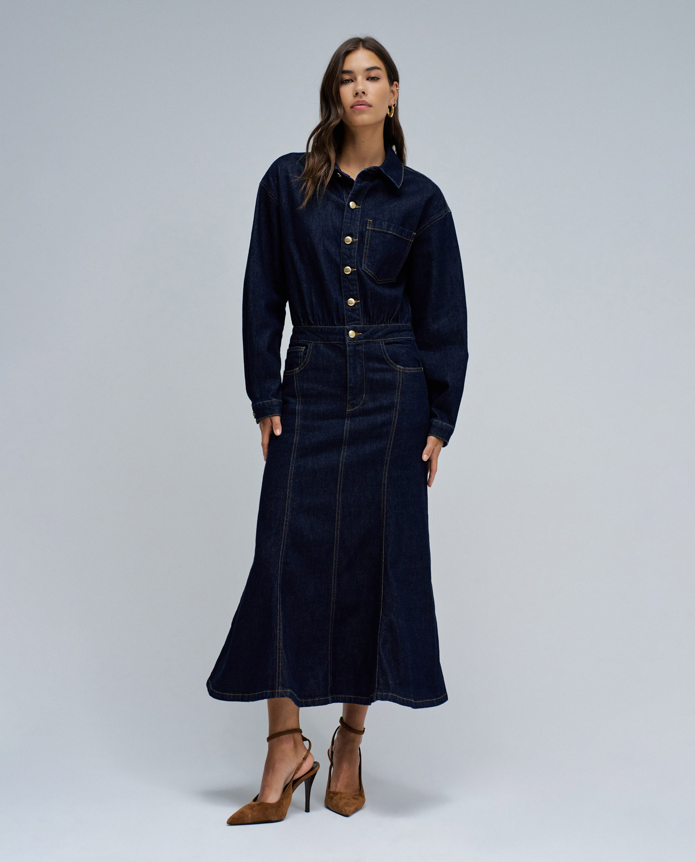Vestido Midi em Jeans Azul-5