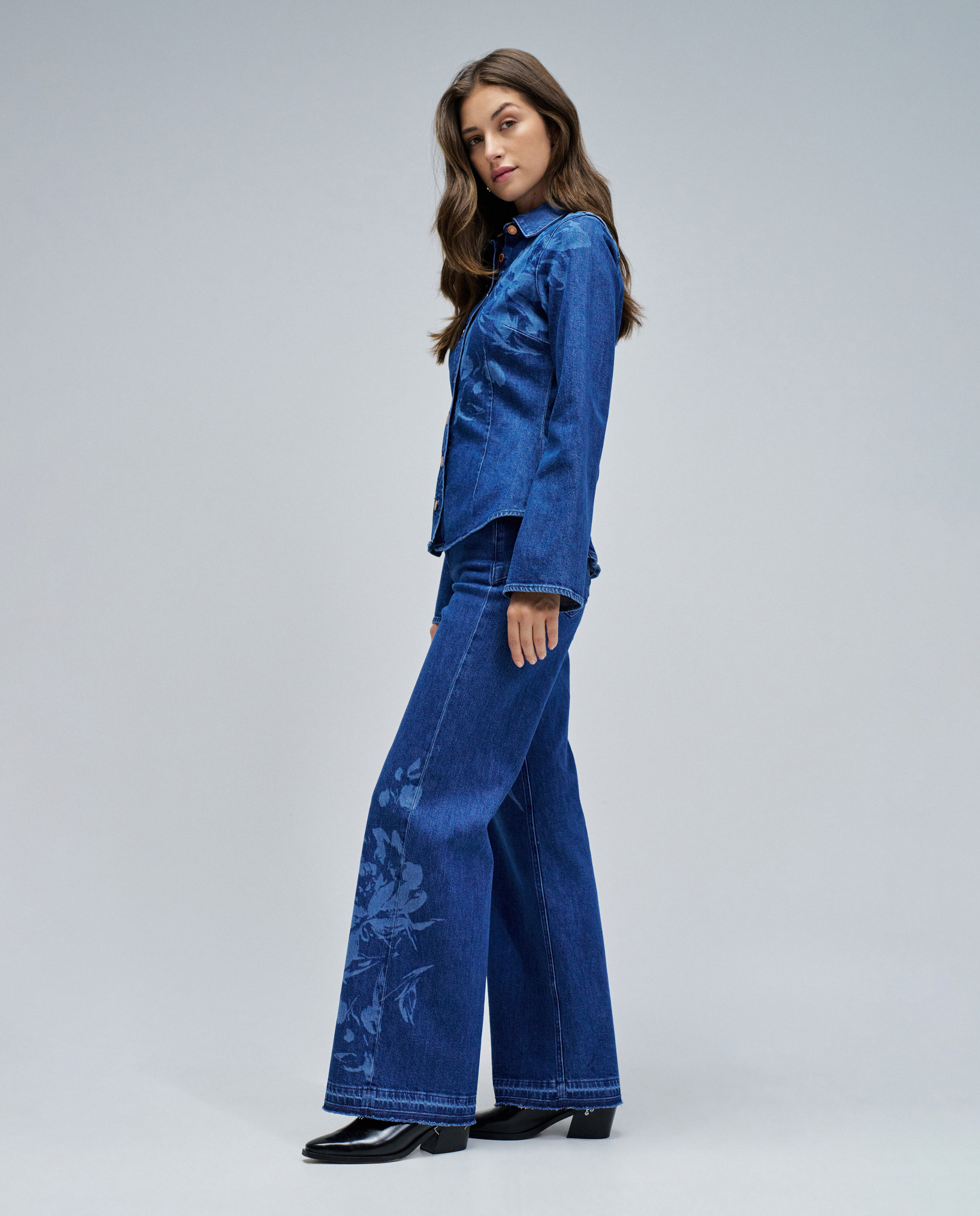 Camisa Acolchoada com Mistura de Materiais Azul-2