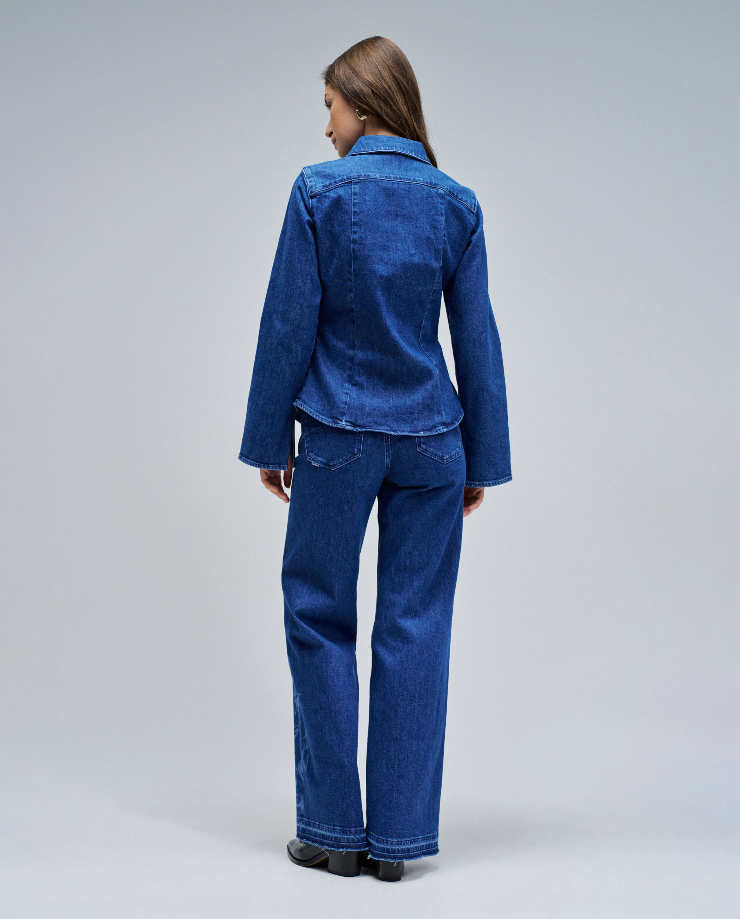 Camisa Acolchoada com Mistura de Materiais Azul-3