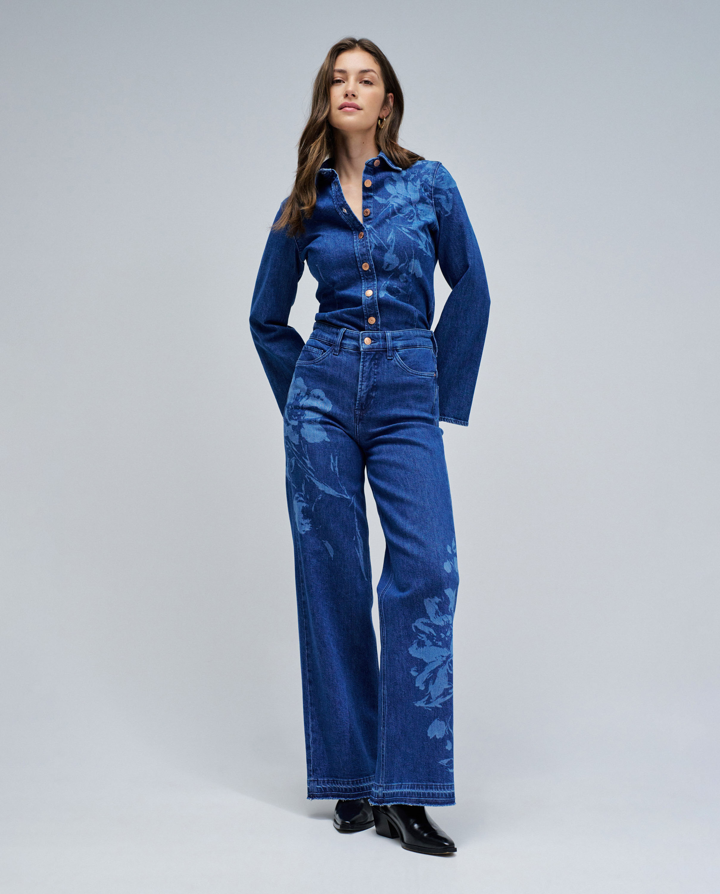 Camisa Acolchoada com Mistura de Materiais Azul-5