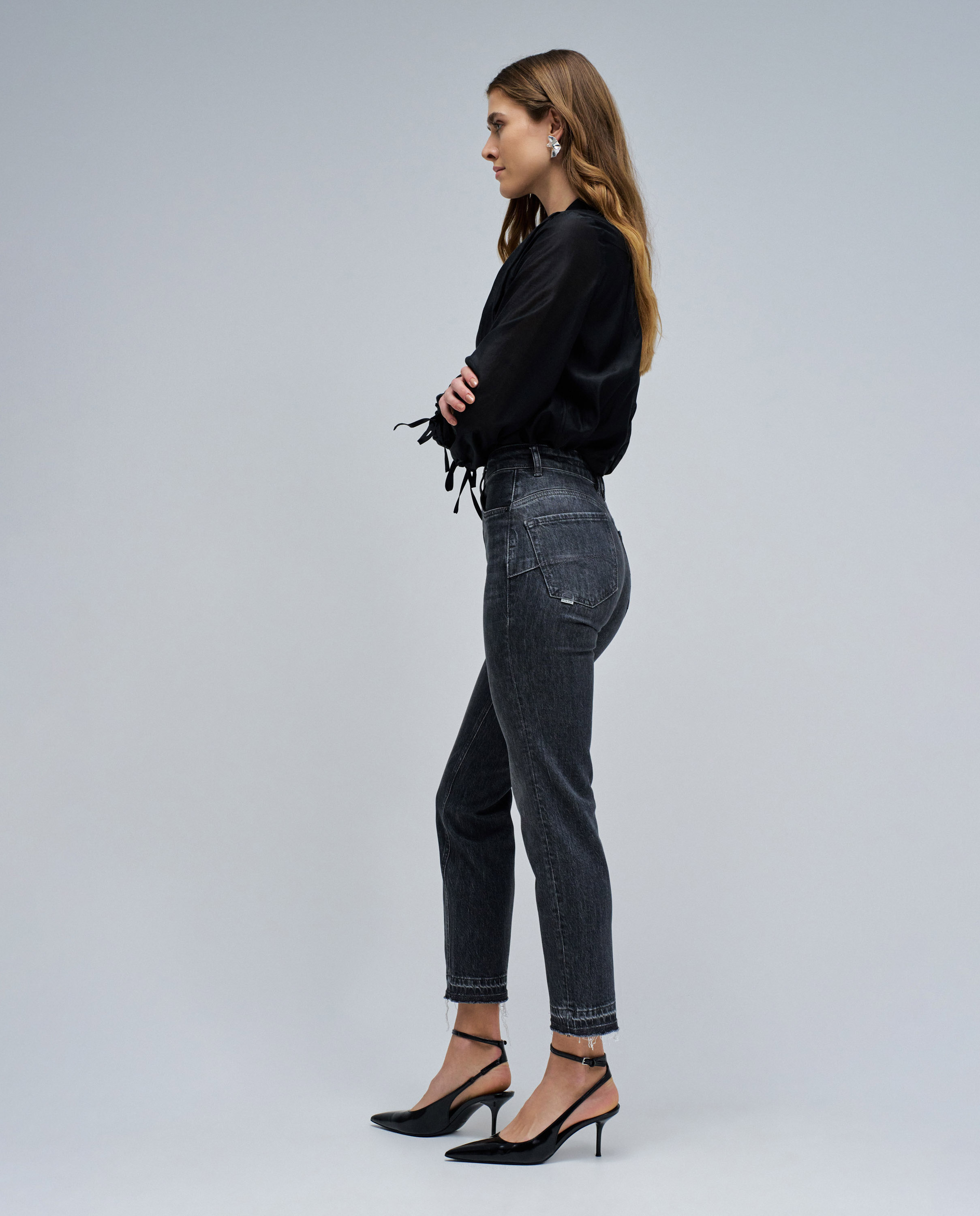 Jeans Faith Push In Cropped Slim Preto-2