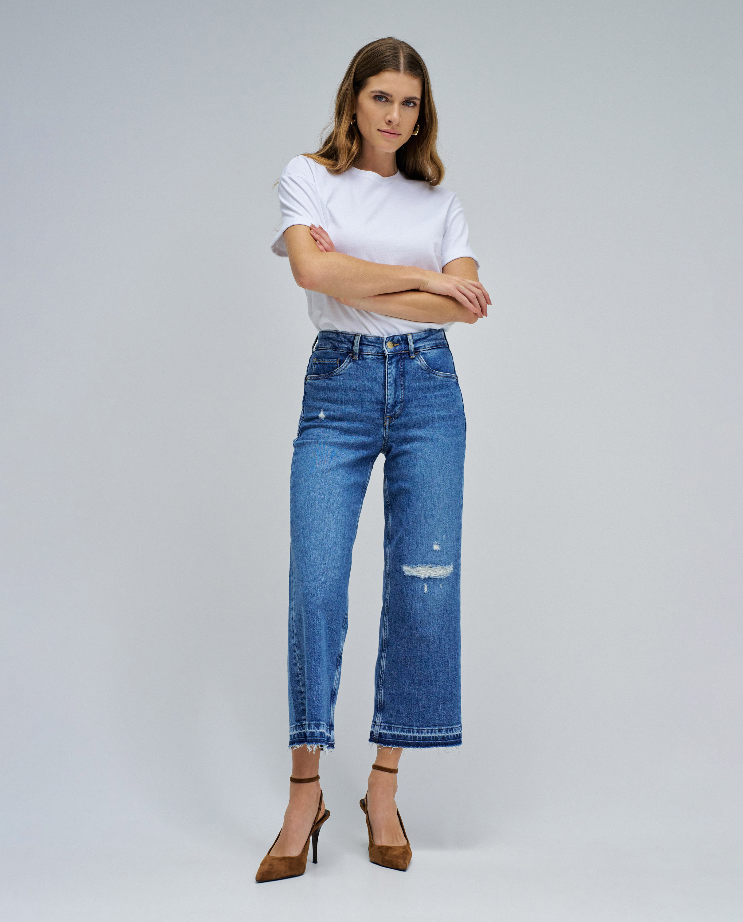 Jeans Faith Push In Cropped Straight Azul-1