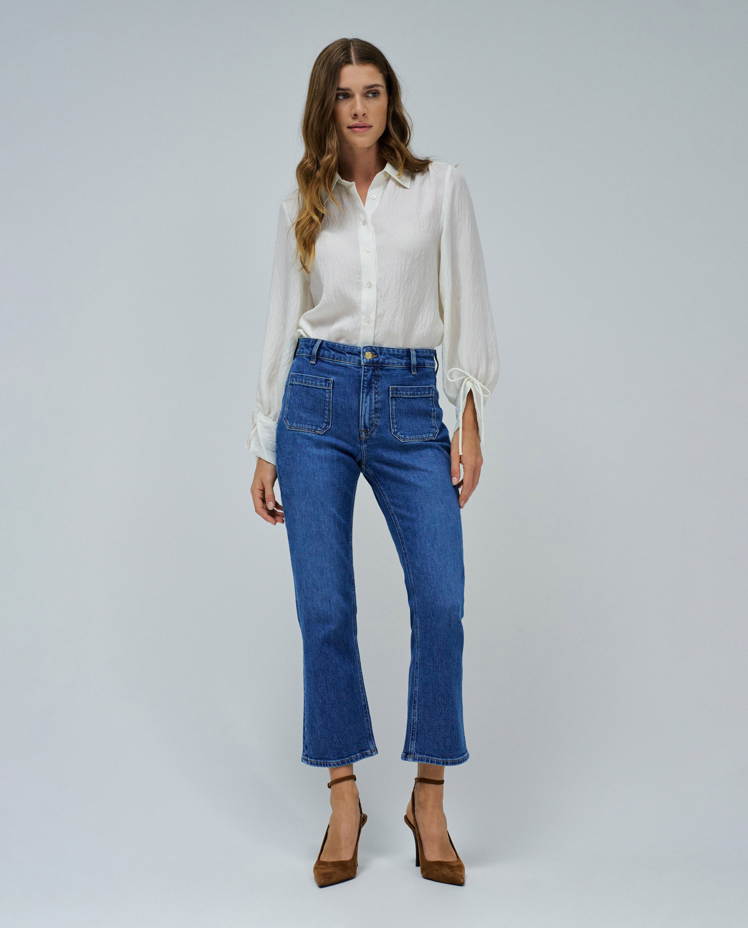 Jeans Faith Push In Cropped Flare Azul-1