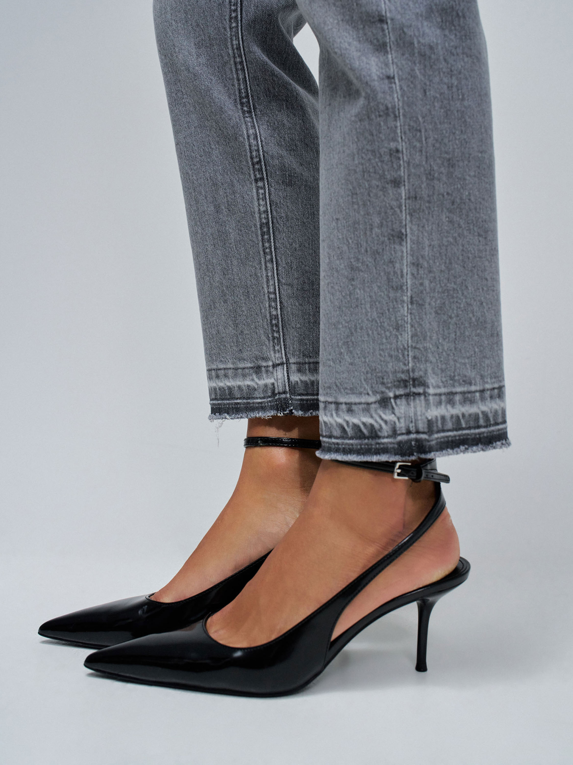 Jeans True Cropped Slim Cinzento-4