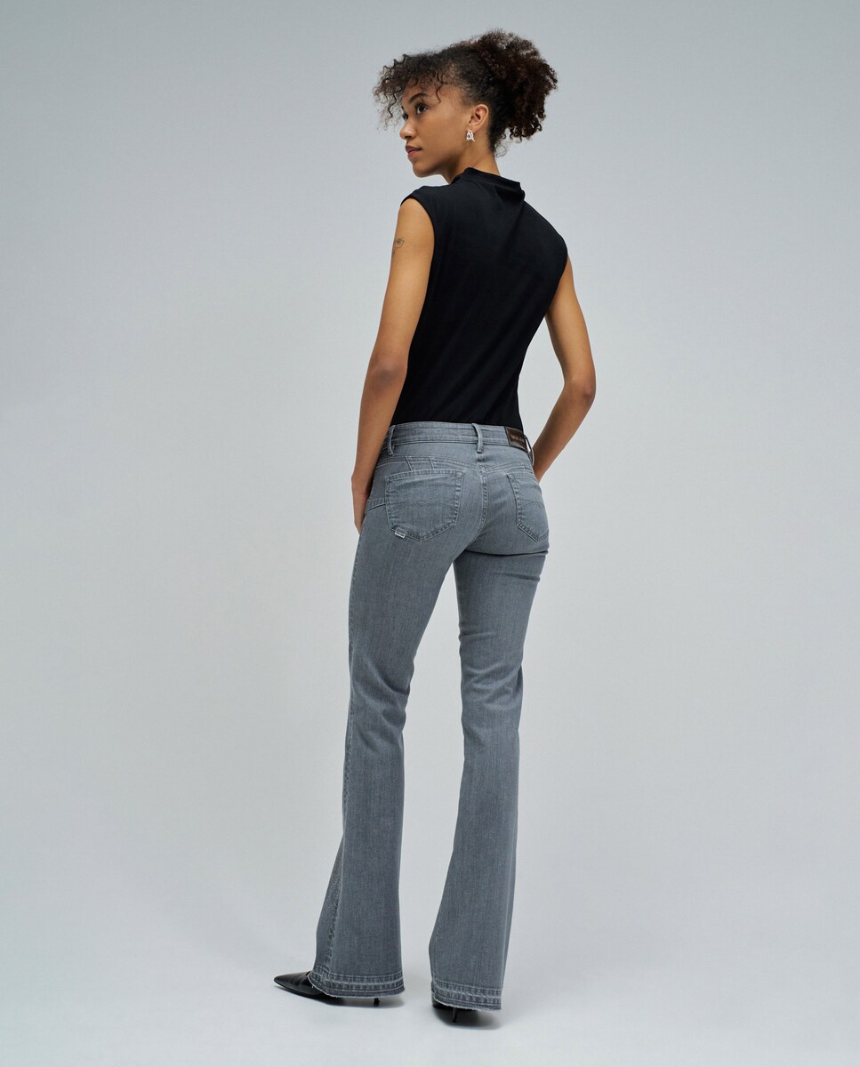 Jeans Wonder Push Up Flare Cinzento-3