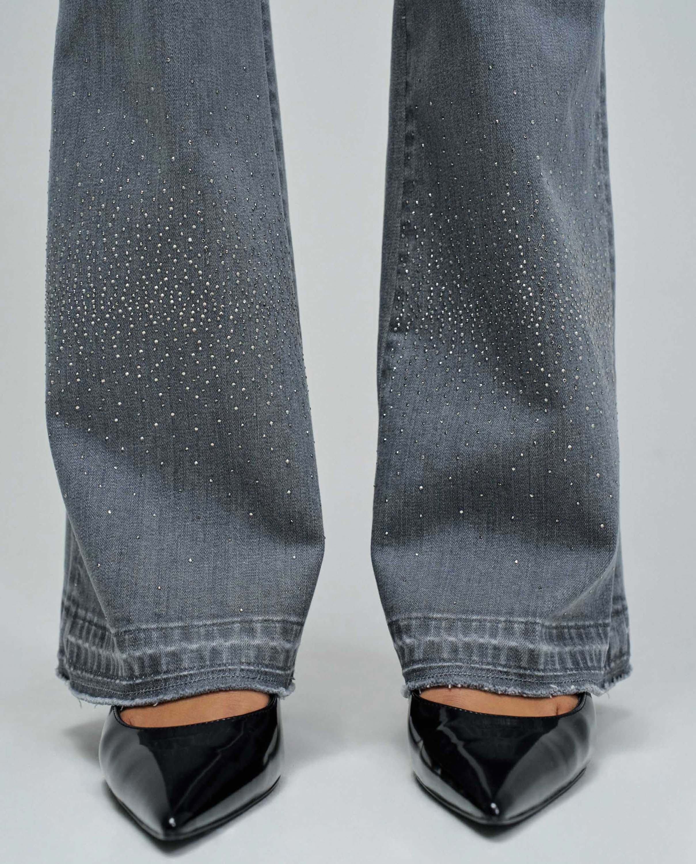 Jeans Wonder Push Up Flare Cinzento-4