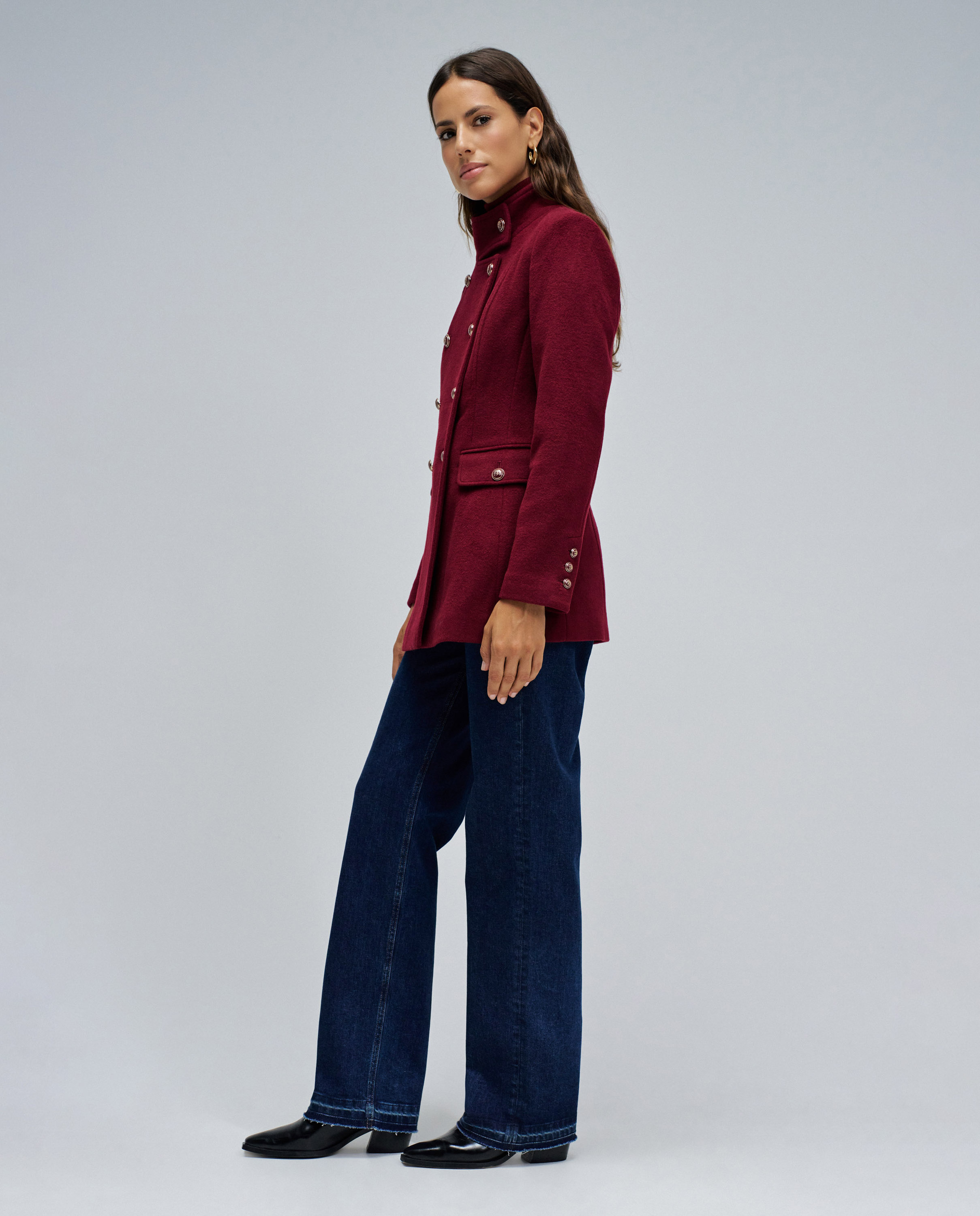 Sobretudo de Pano Curto Vermelho-2