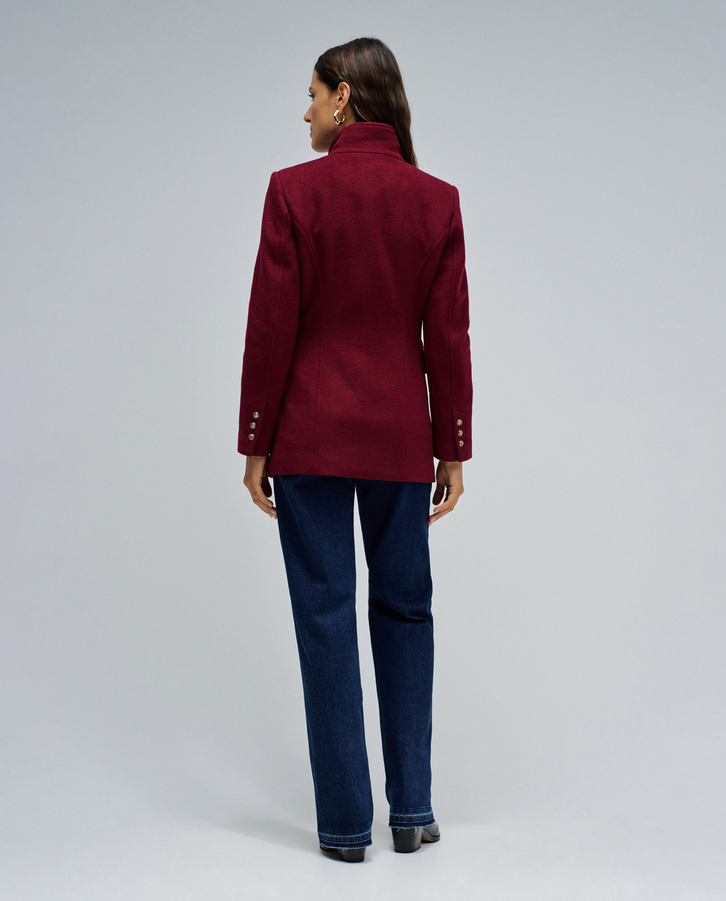 Sobretudo de Pano Curto Vermelho-3