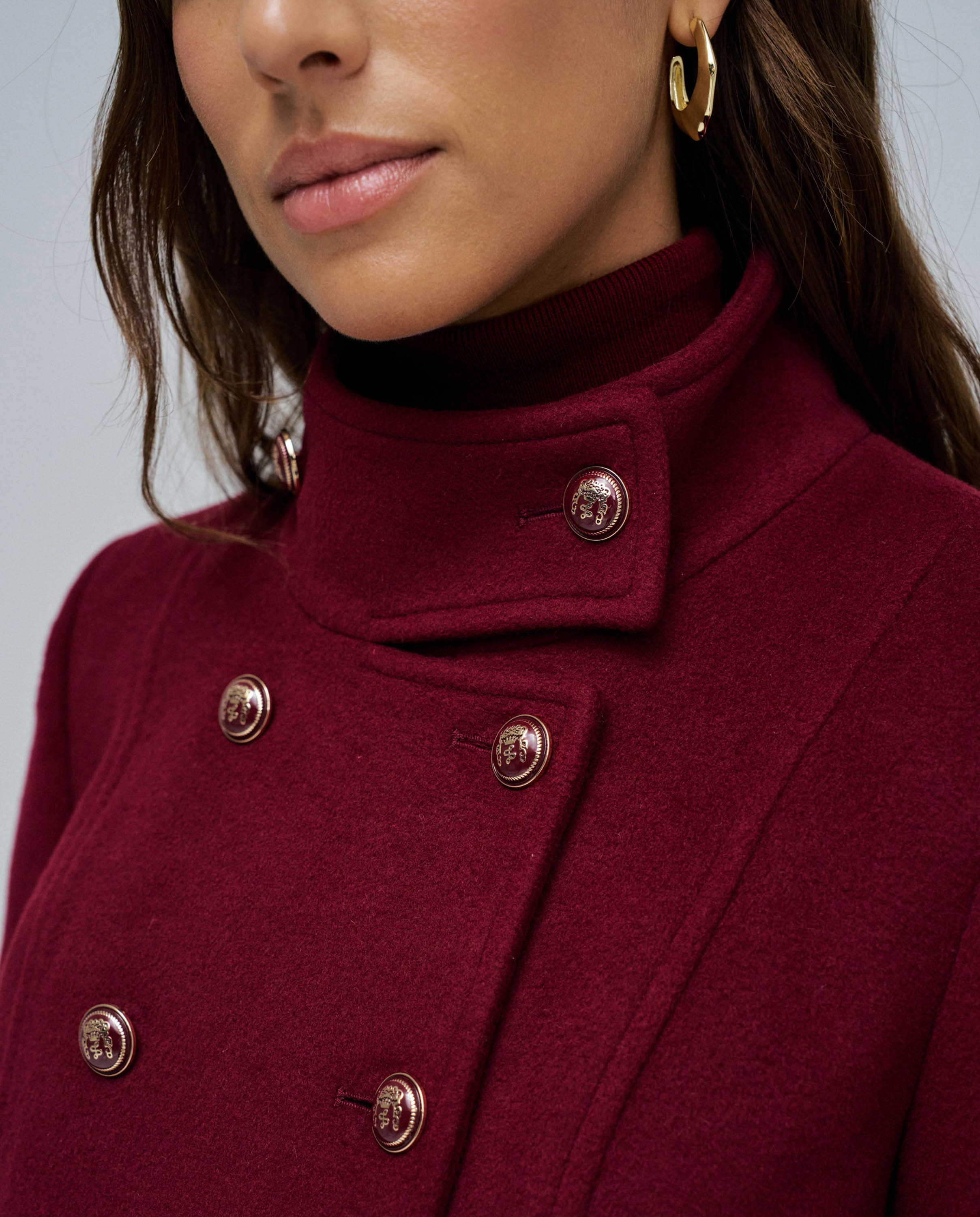 Sobretudo de Pano Curto Vermelho-4