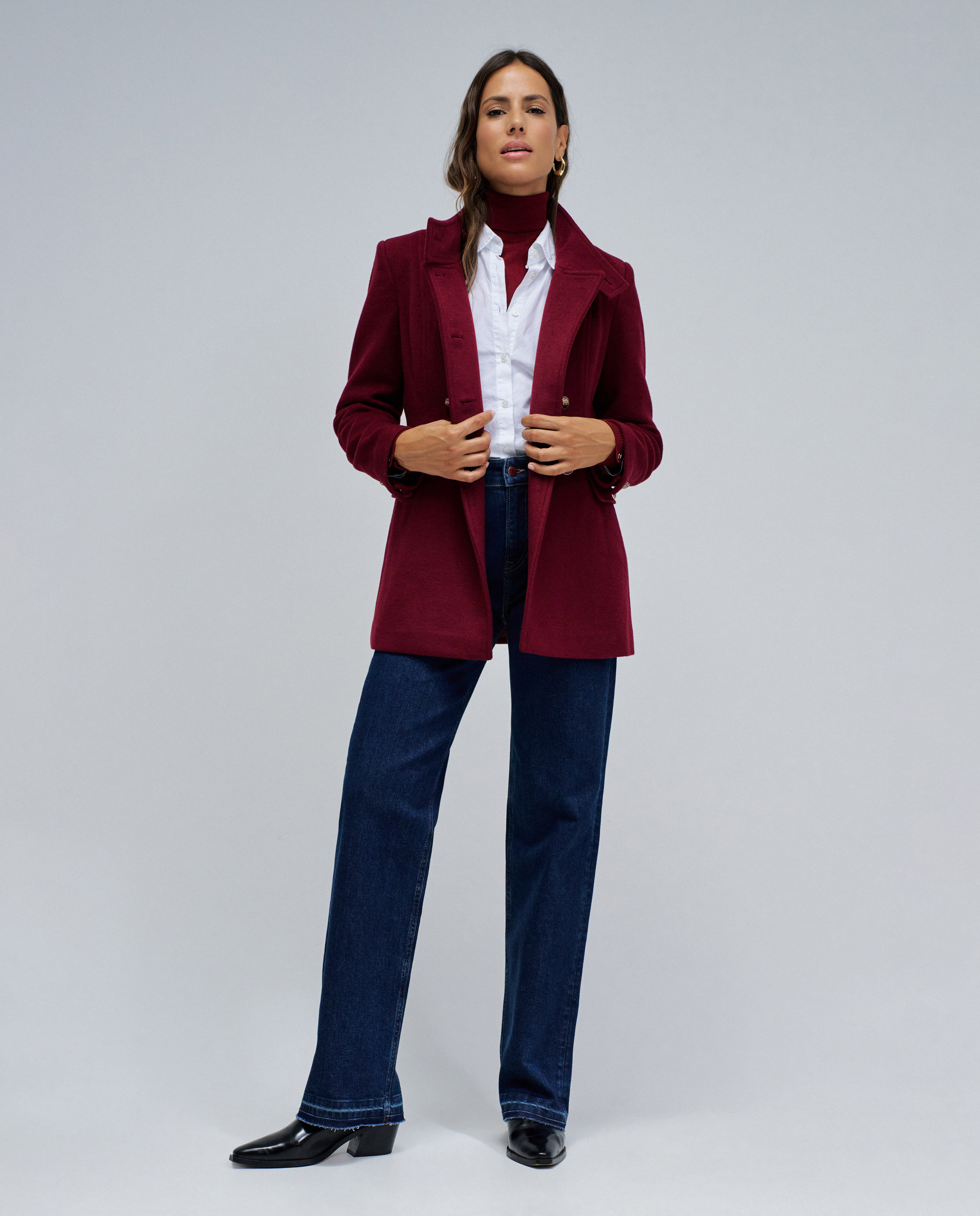 Sobretudo de Pano Curto Vermelho-5